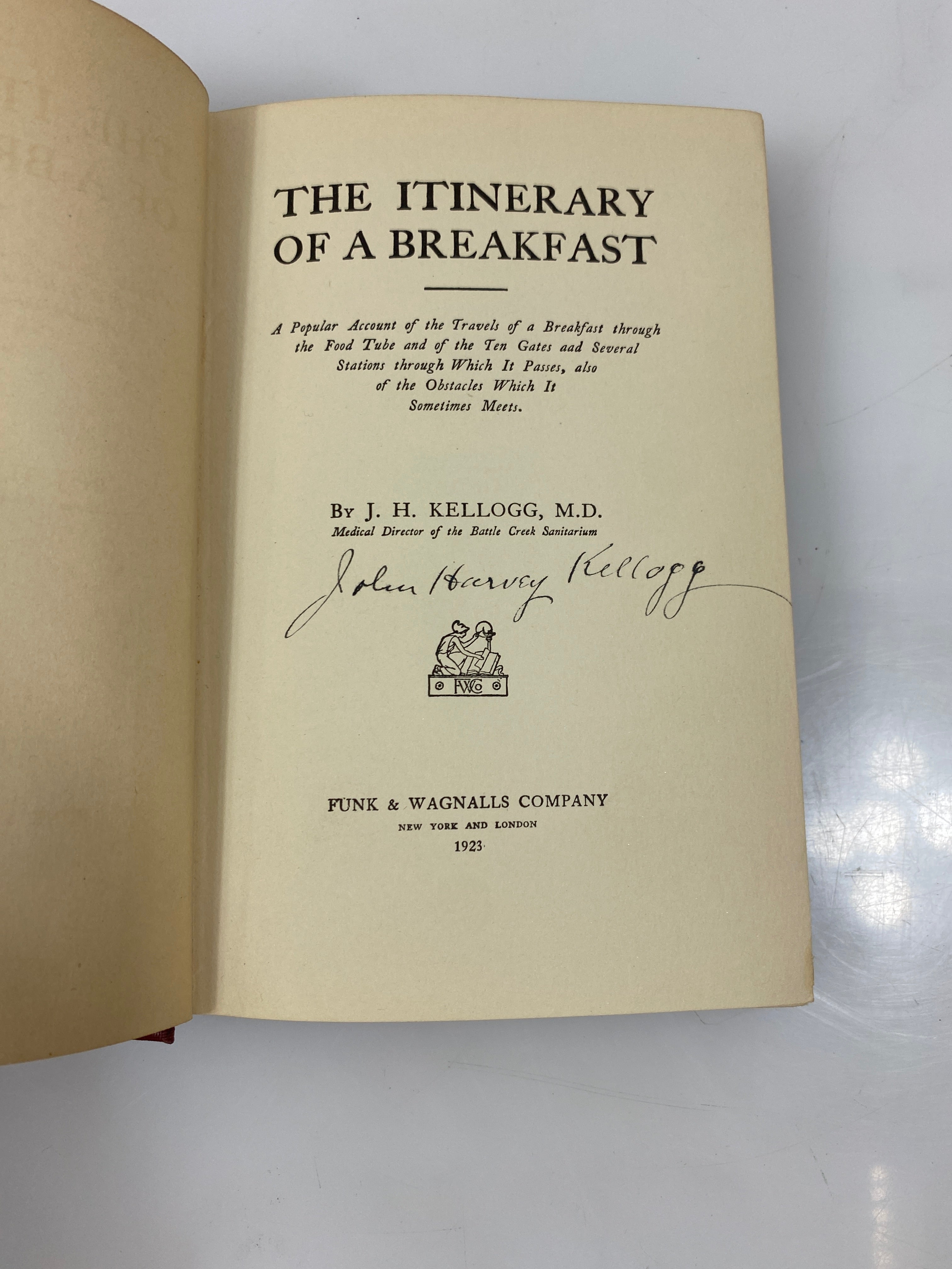 The Itinerary of a Breakfast by Kellogg Ex-library 1923 HC *Signed*