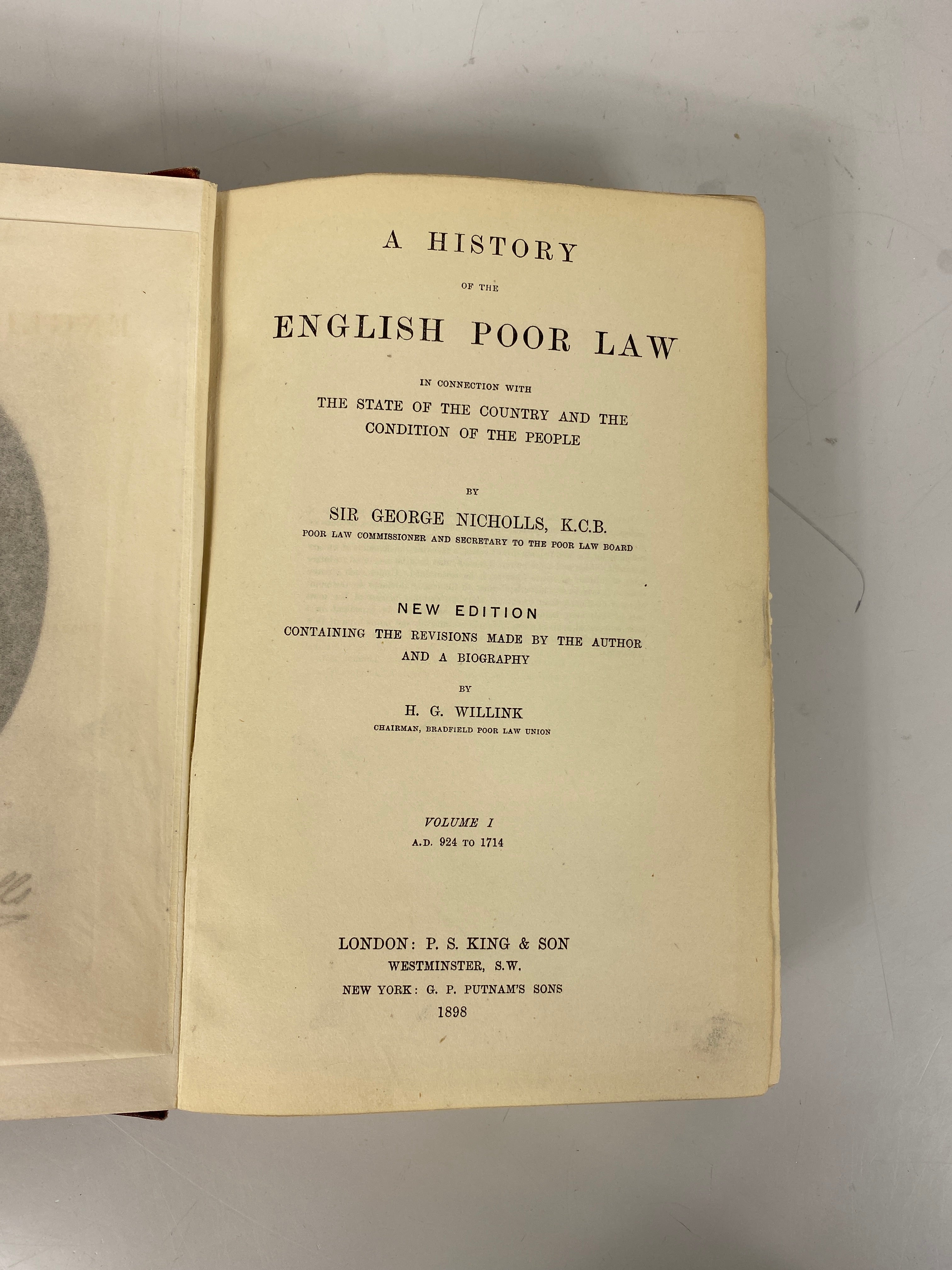 3 Vol Set: A History of the English Poor Law George Nicholls 1898 Ex-Library