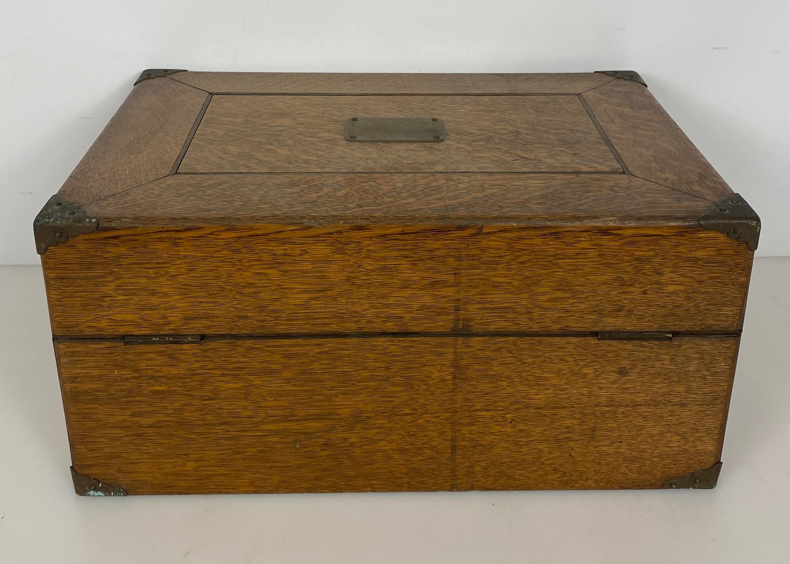 Antique Light Wooden Silverware Box w/ Drawer on Bottom