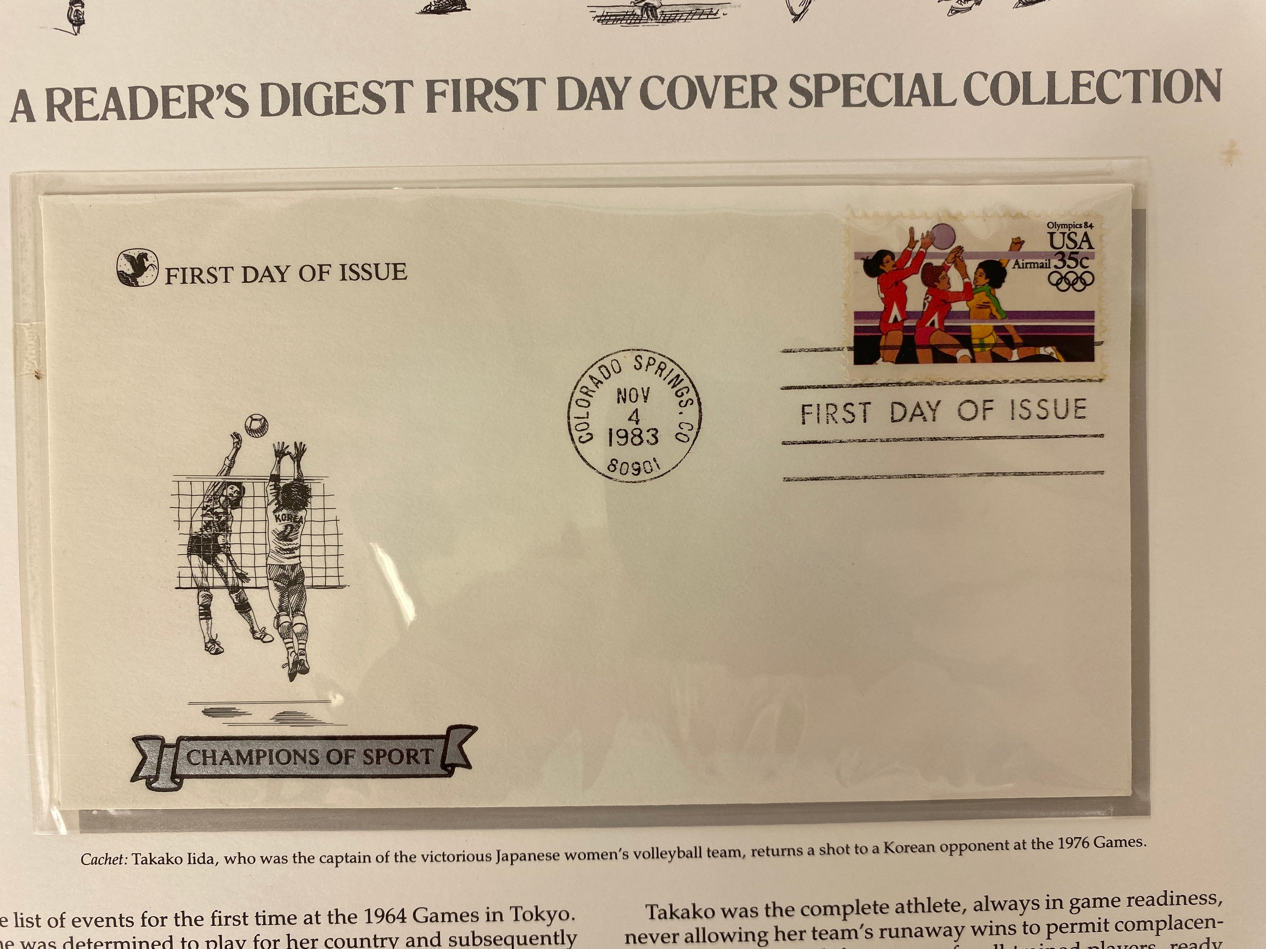 2 Vols: Reader's Digest First Day Stamp Collections Sports/Covers 1983-1984