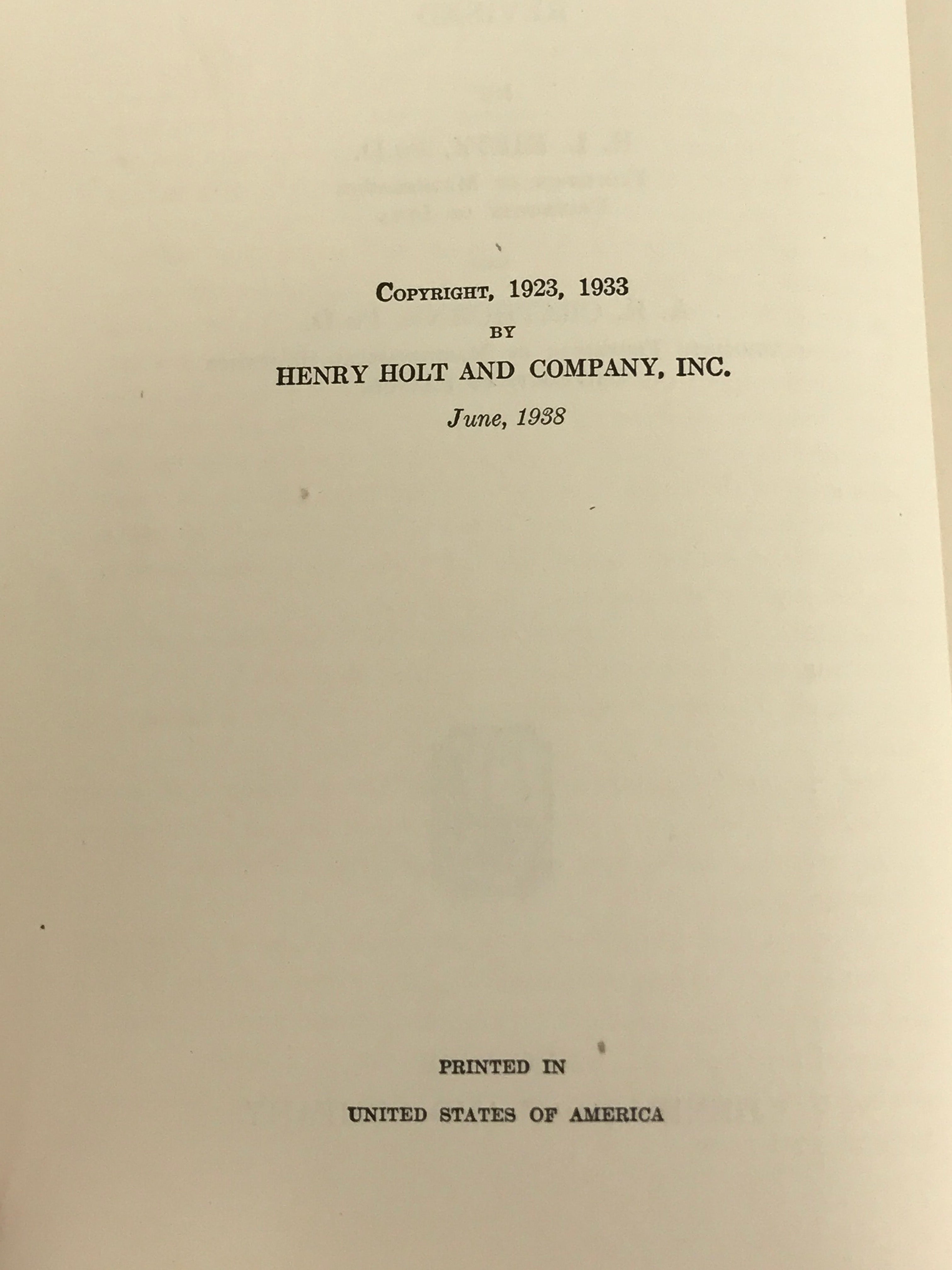 Introductory College Algebra Revised Rietz and Crathorne 1938 HC