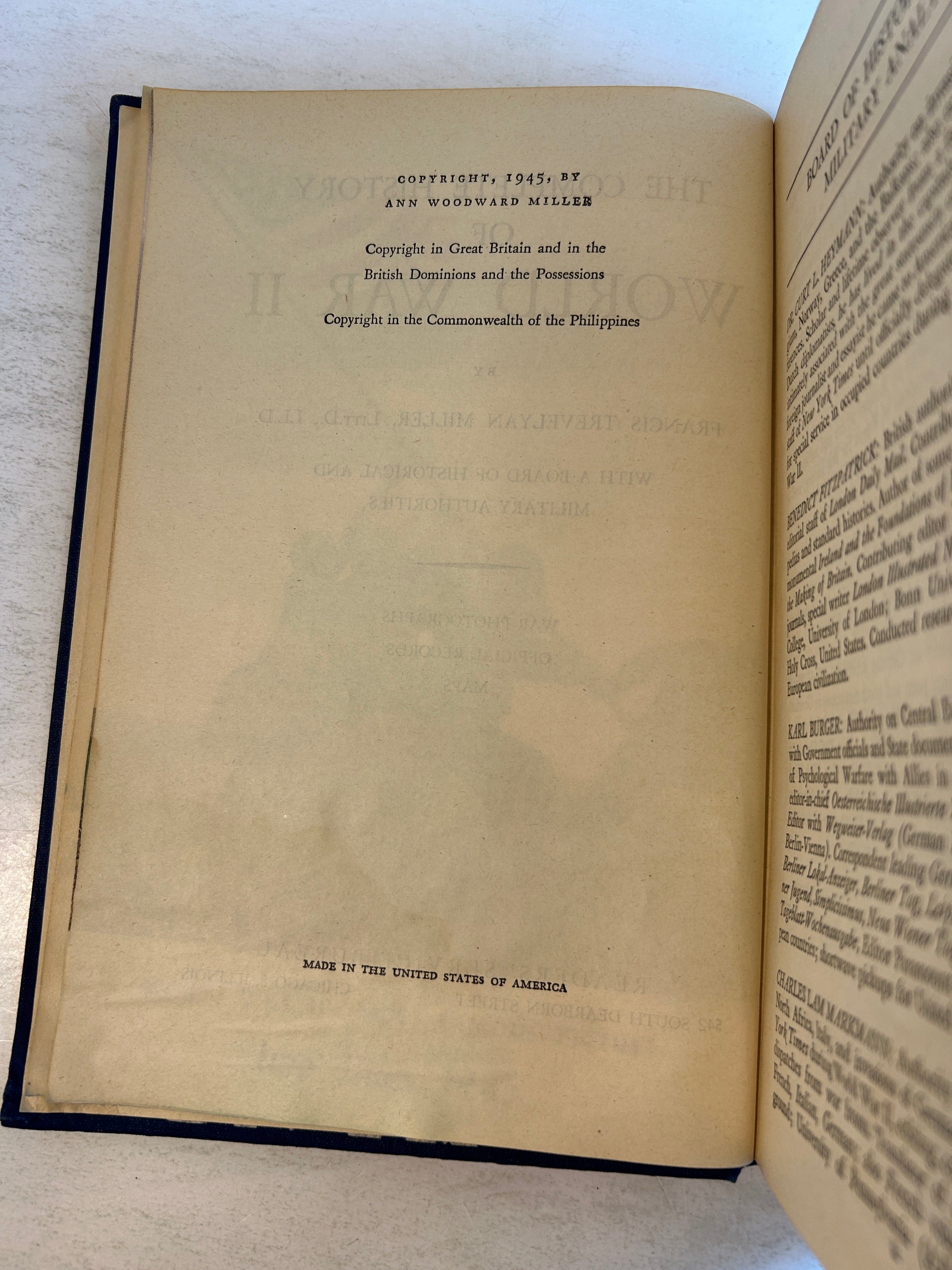 The Complete History of World War II by Francis T Miller 1945 HC