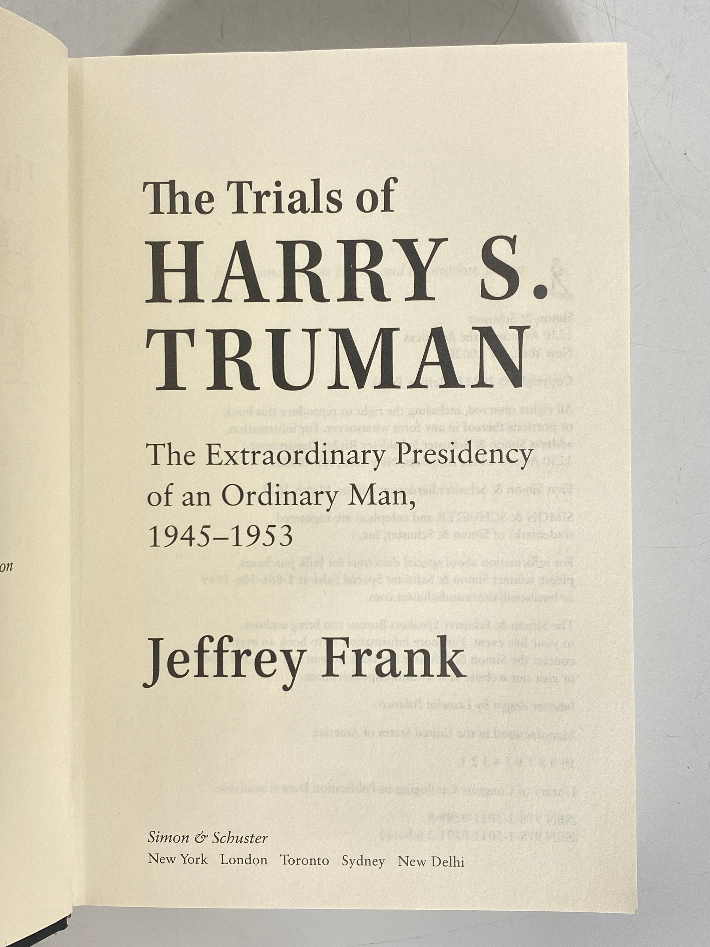 The Trials of Harry S. Truman by Jeffrey Frank 2022 Signed HC DJ