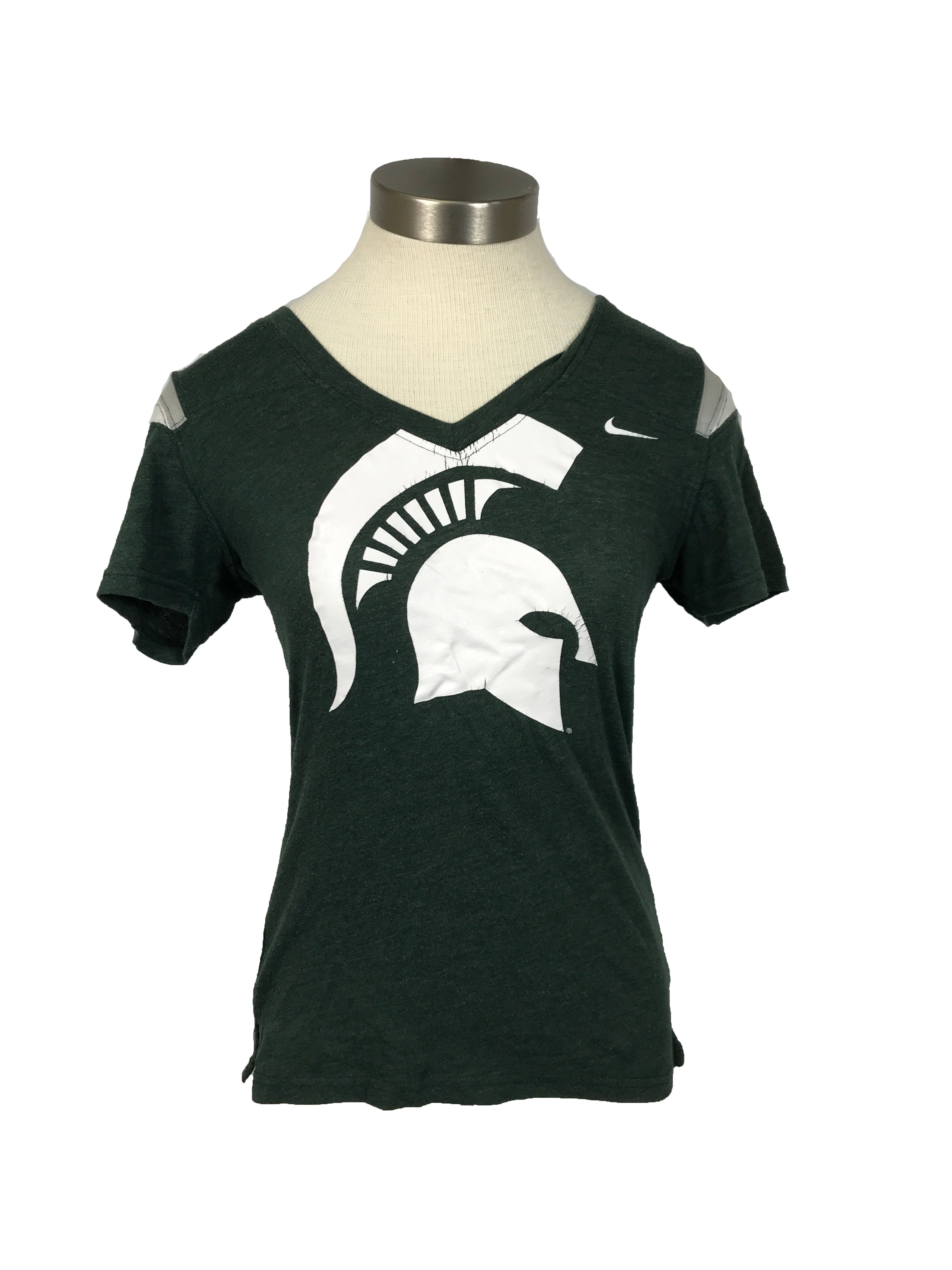Nike Green Michigan State V-Neck T-Shirt Women's Size S