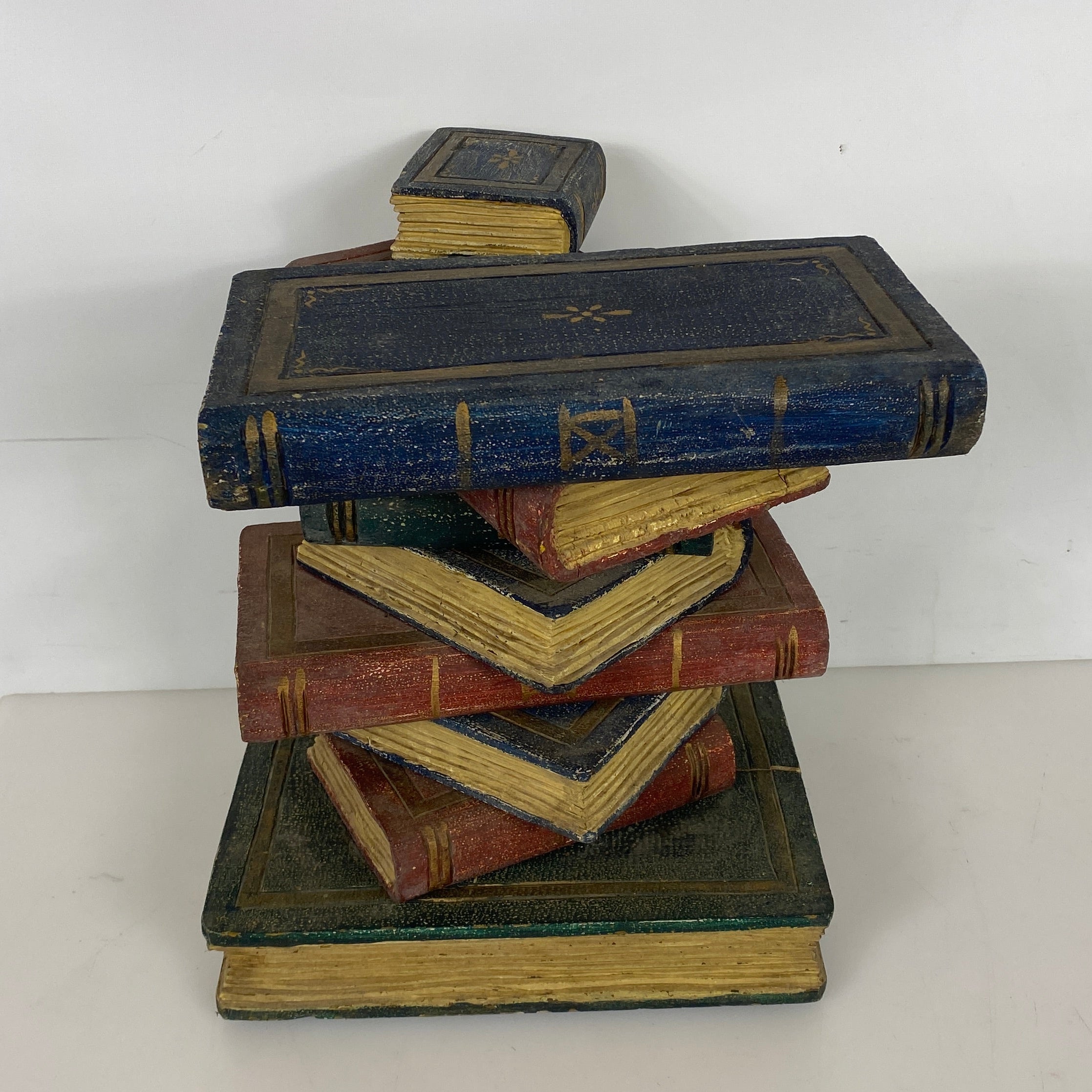 Vintage Figural Faux Book Ceramic Form Stacked Side Table