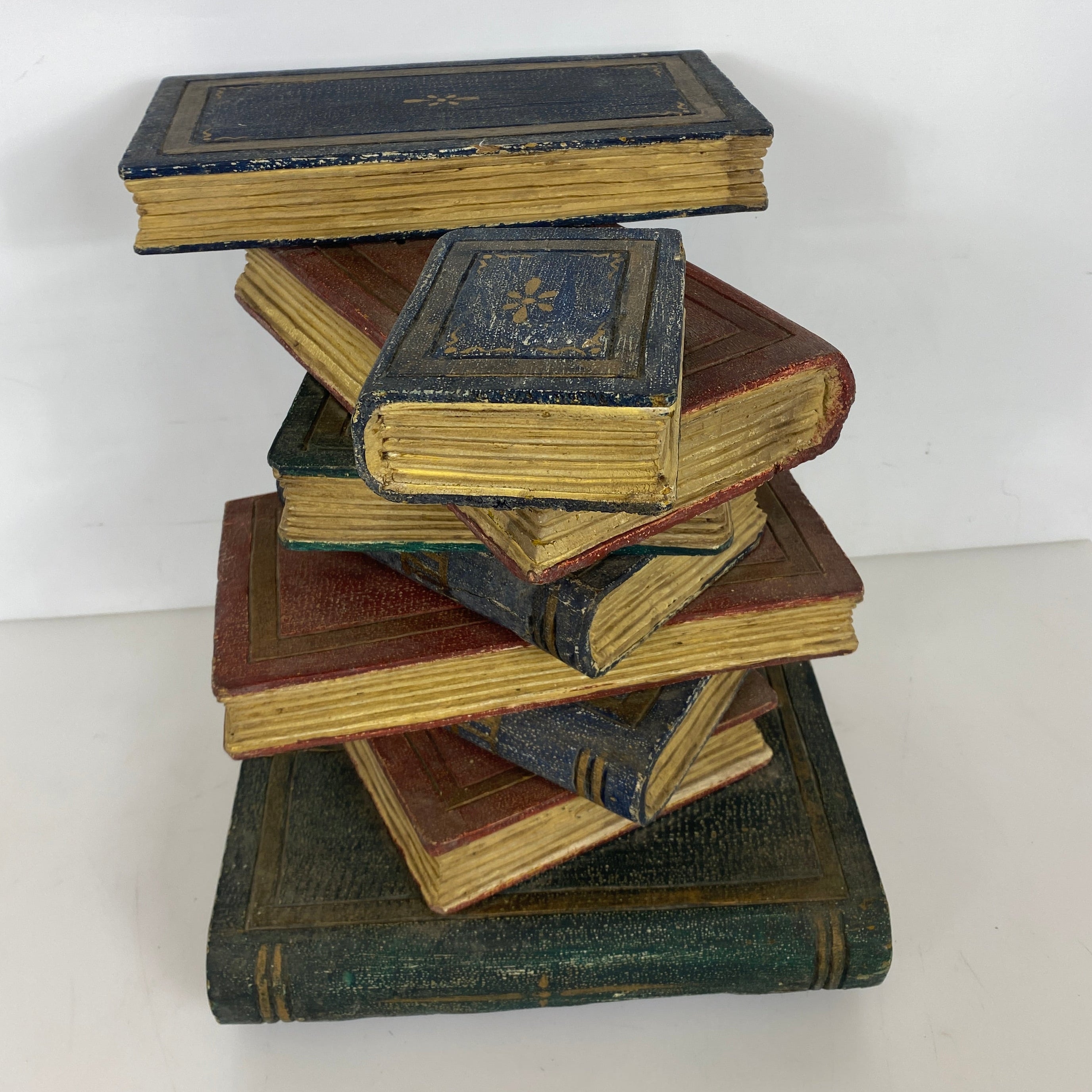 Vintage Figural Faux Book Ceramic Form Stacked Side Table