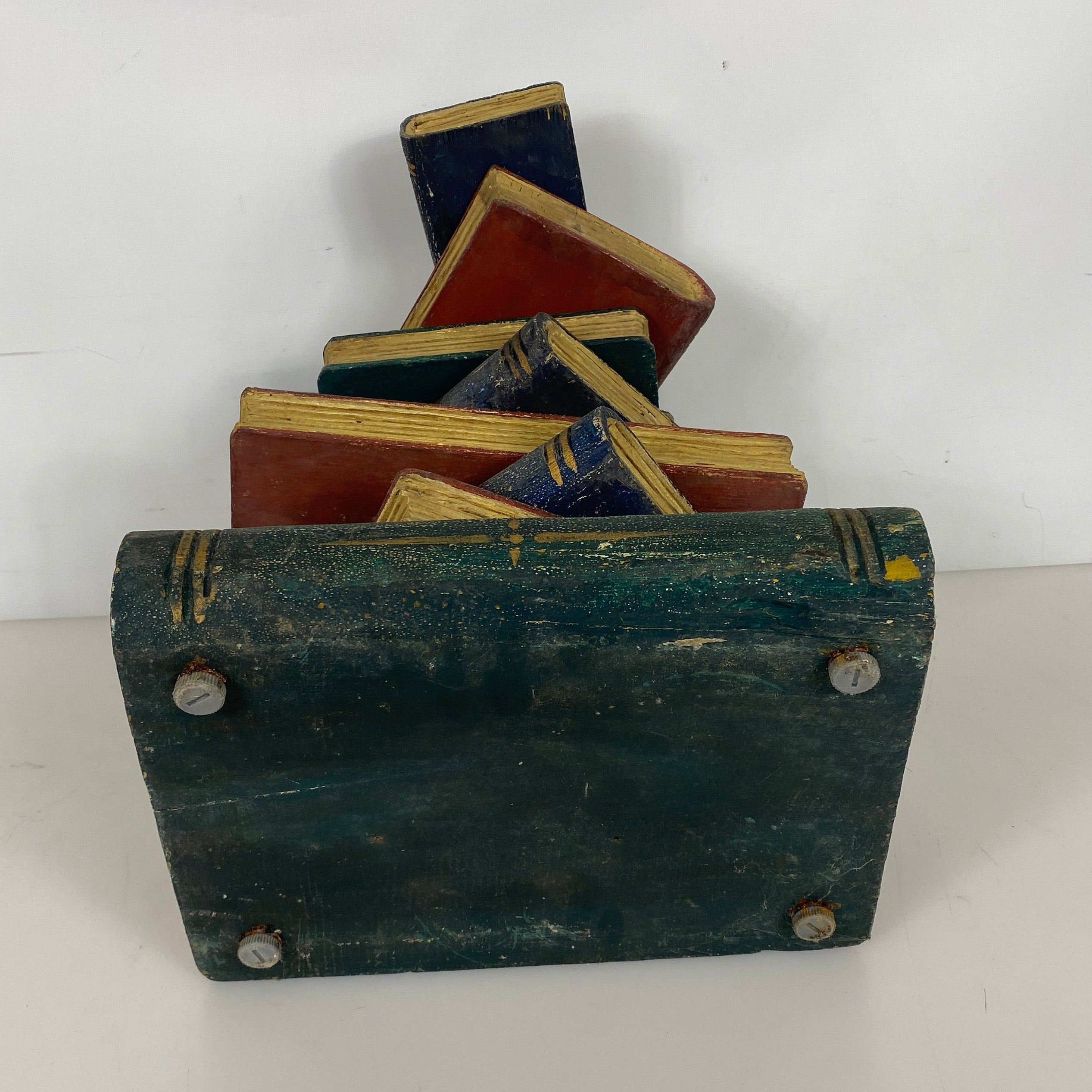 Vintage Figural Faux Book Ceramic Form Stacked Side Table