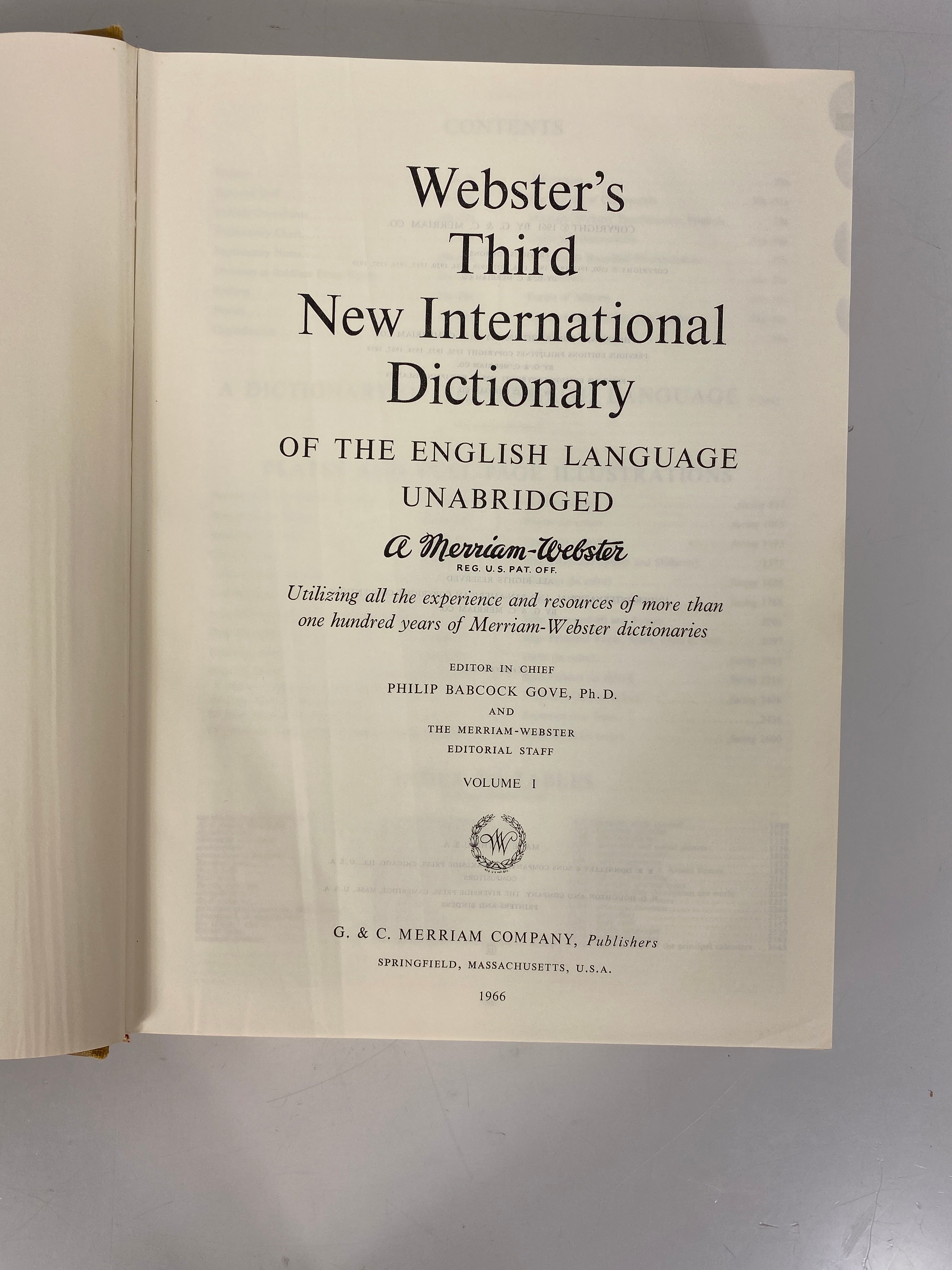 2 Volume Set Webster's Third New International Dictionary 1966 HC