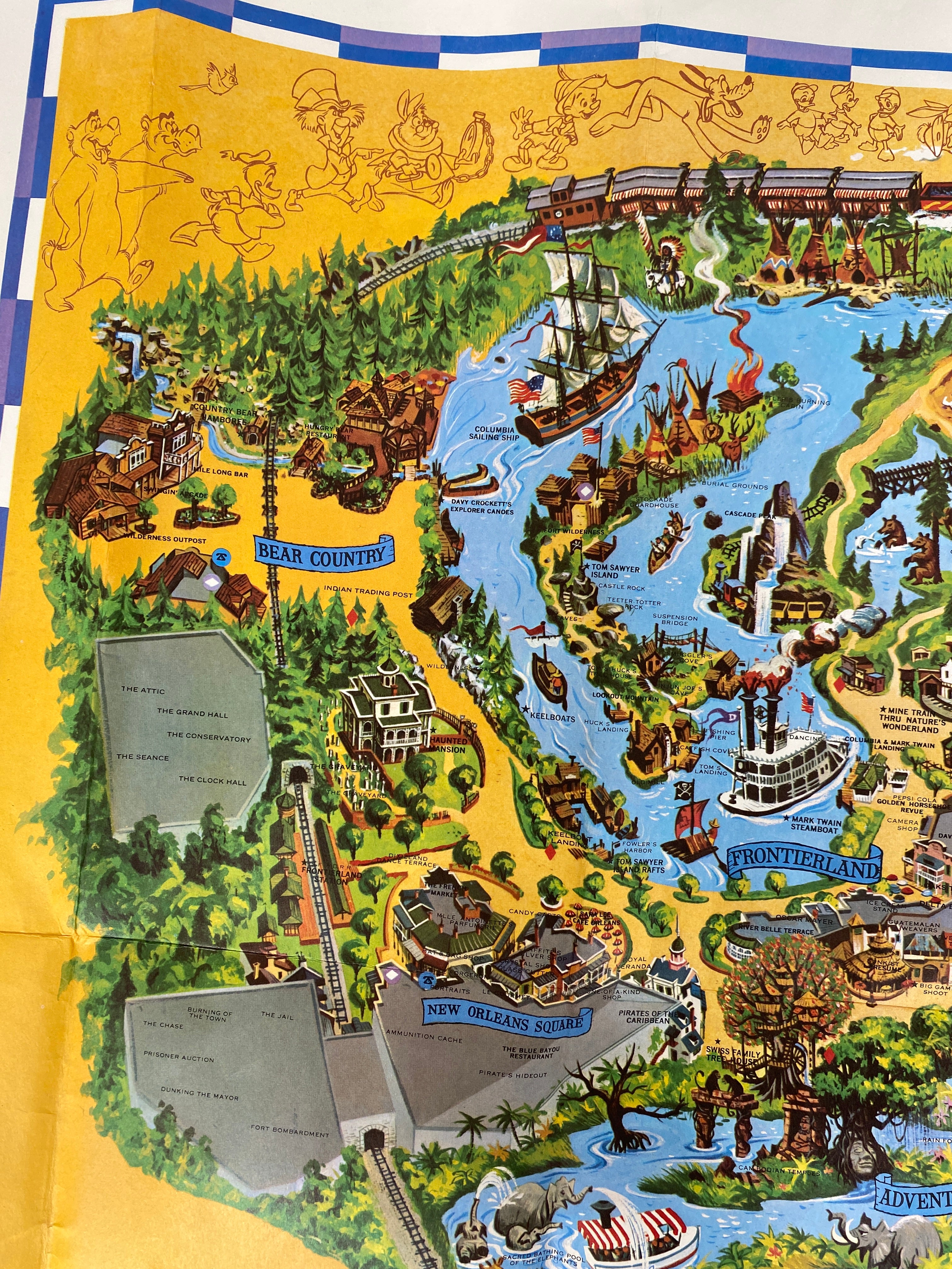 Vintage Disneyland Wall Map Poster "America Sings" 44 x 30" Paper 1974