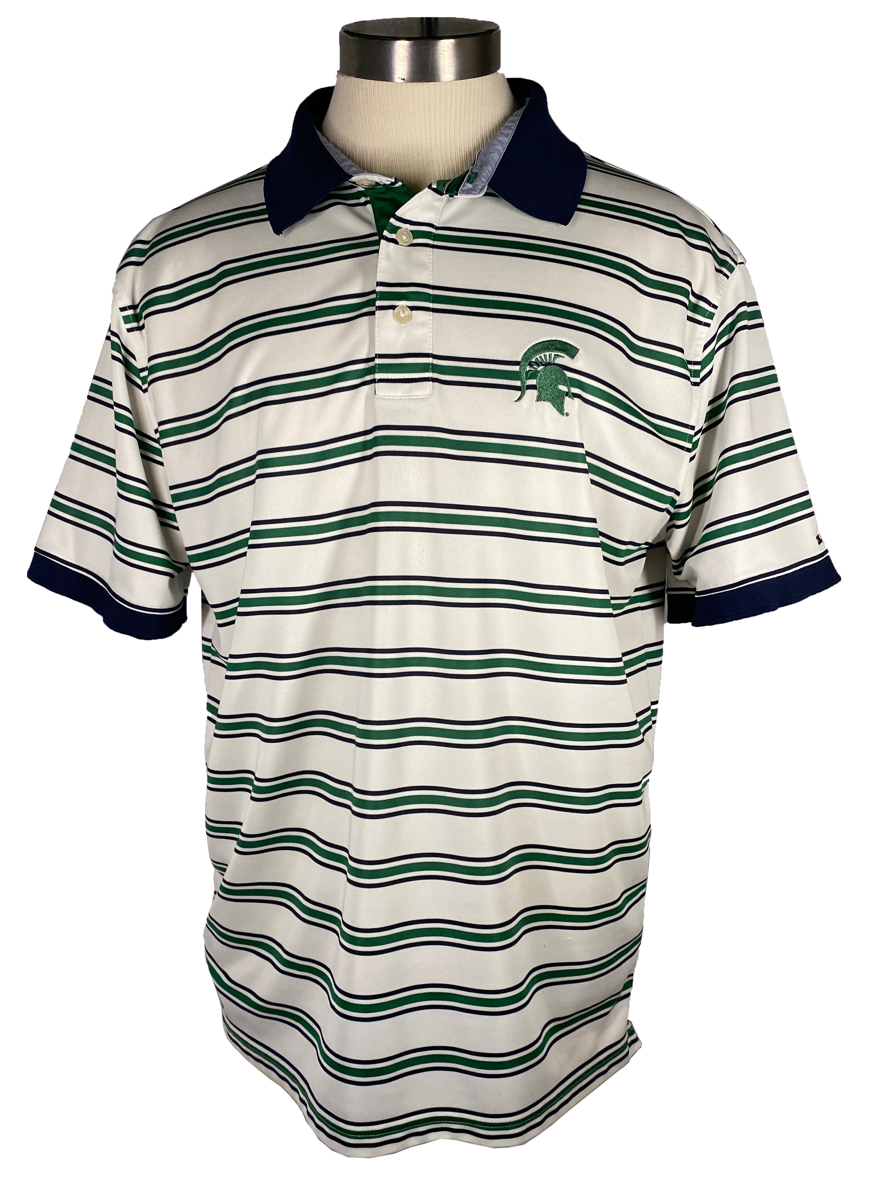 Tommy Hilfiger Golf MSU Striped Short Sleeve Polo Men's Size L