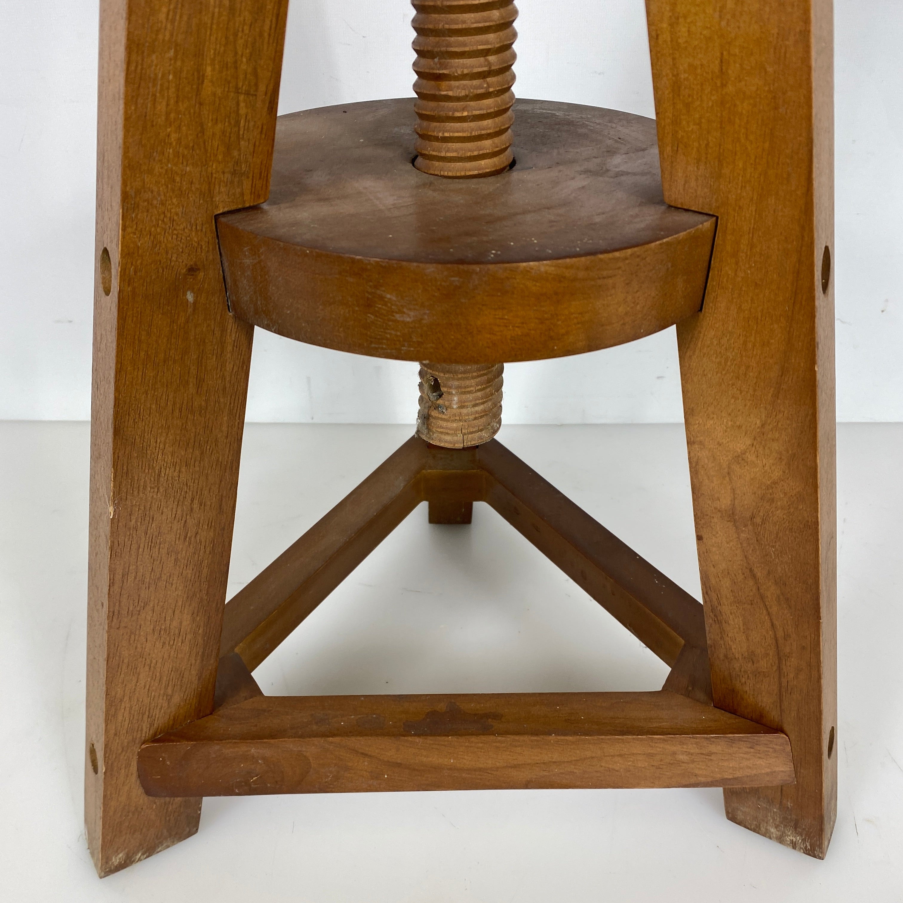 Vintage Adjustable and Revolving Top Wooden Side Table