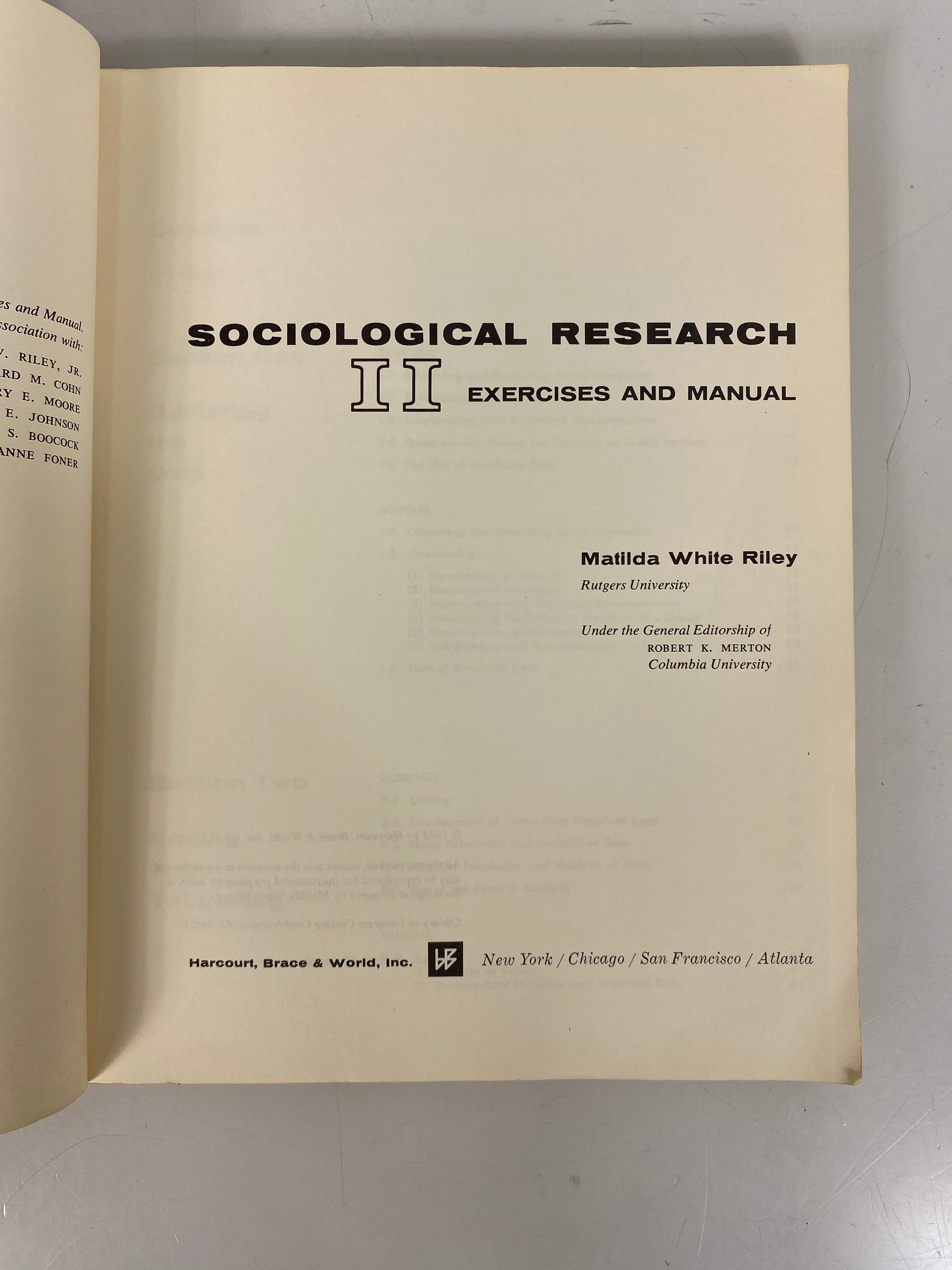 Sociological Research II Exercises & Manual Riley 1963 SC Workbook