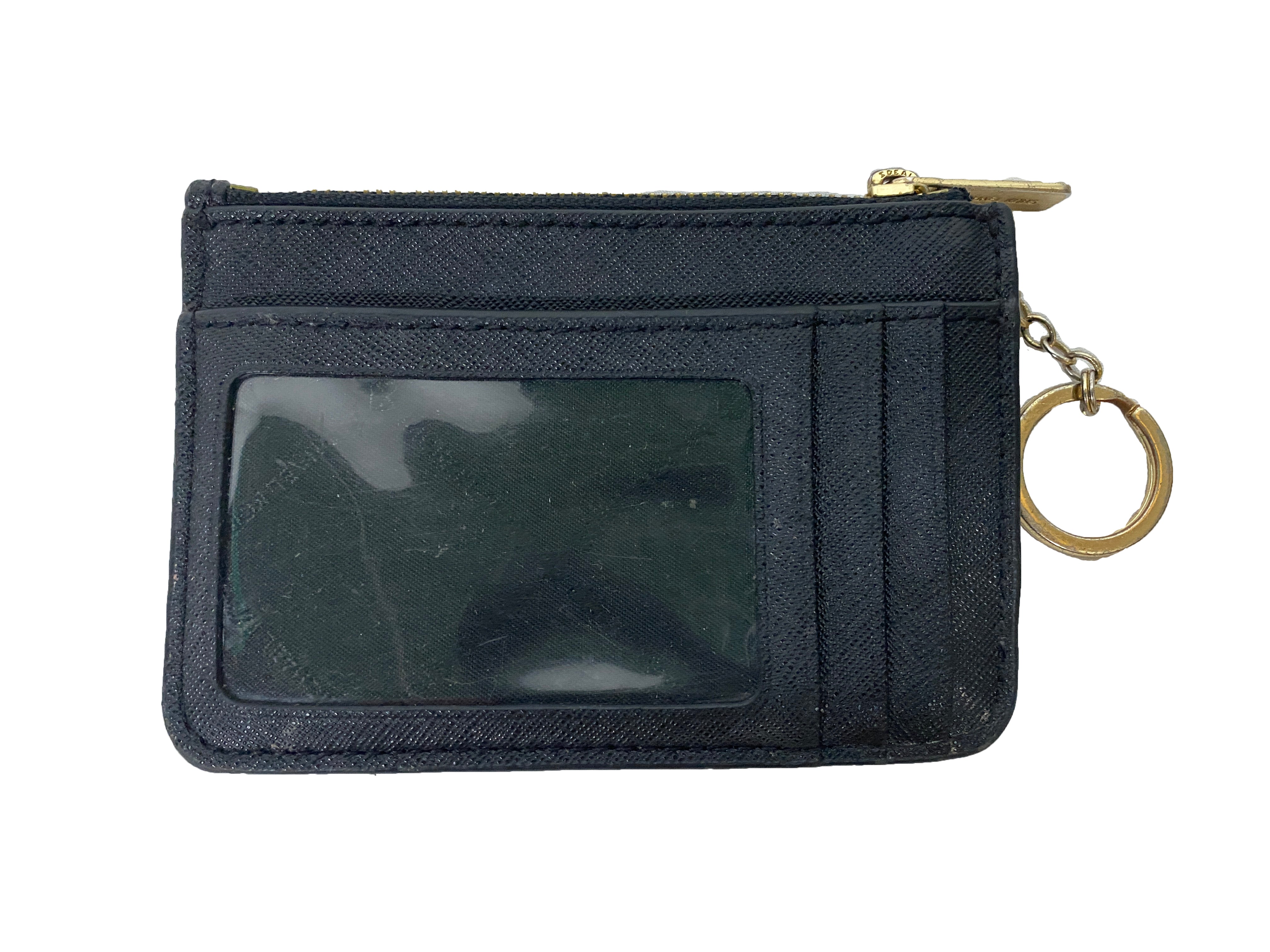 Michael Kors Jet Set Small Leather Zip Coin Pouch in Black with Gold Hardware