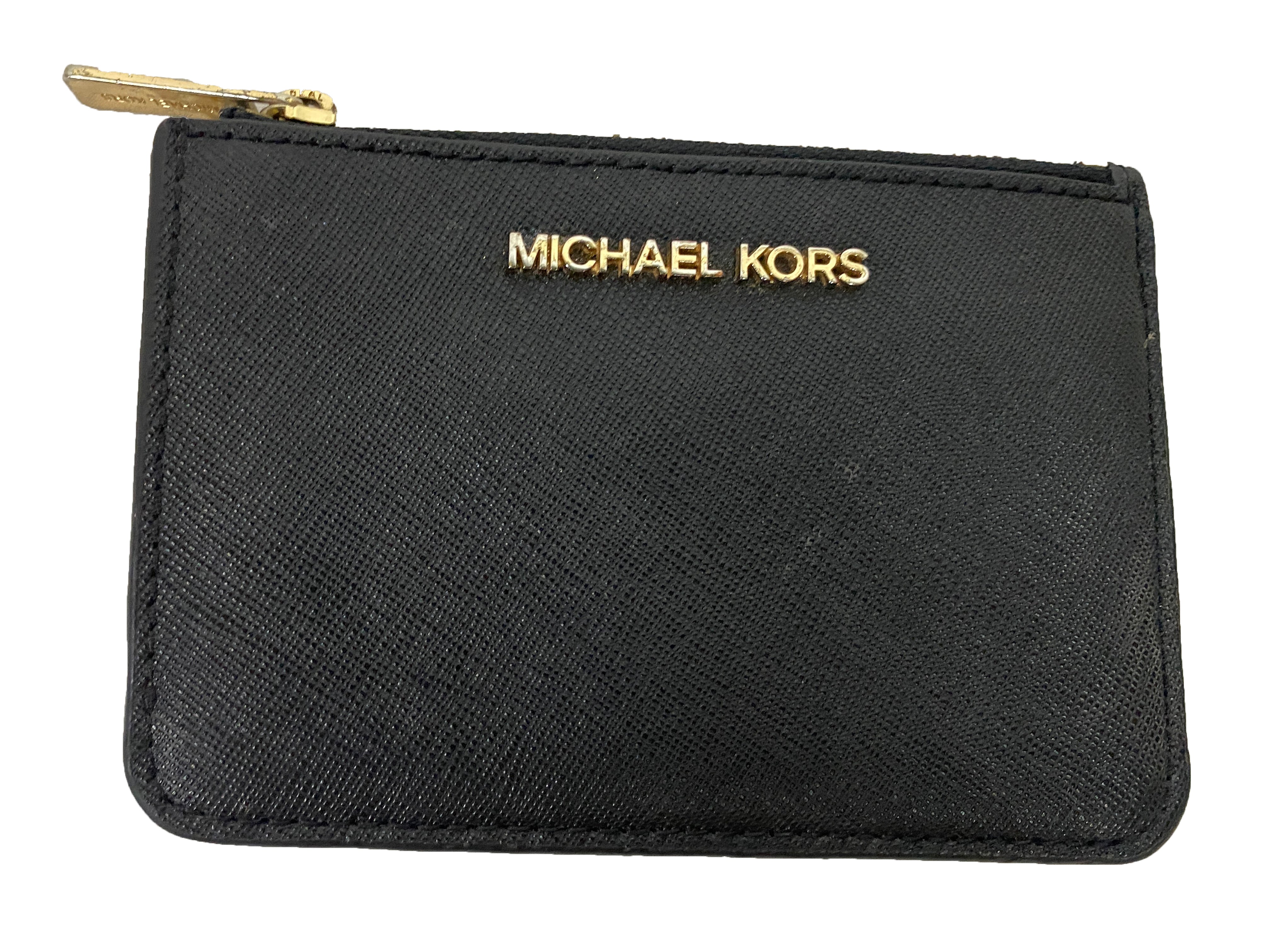 Michael Kors Jet Set Small Leather Zip Coin Pouch in Black with