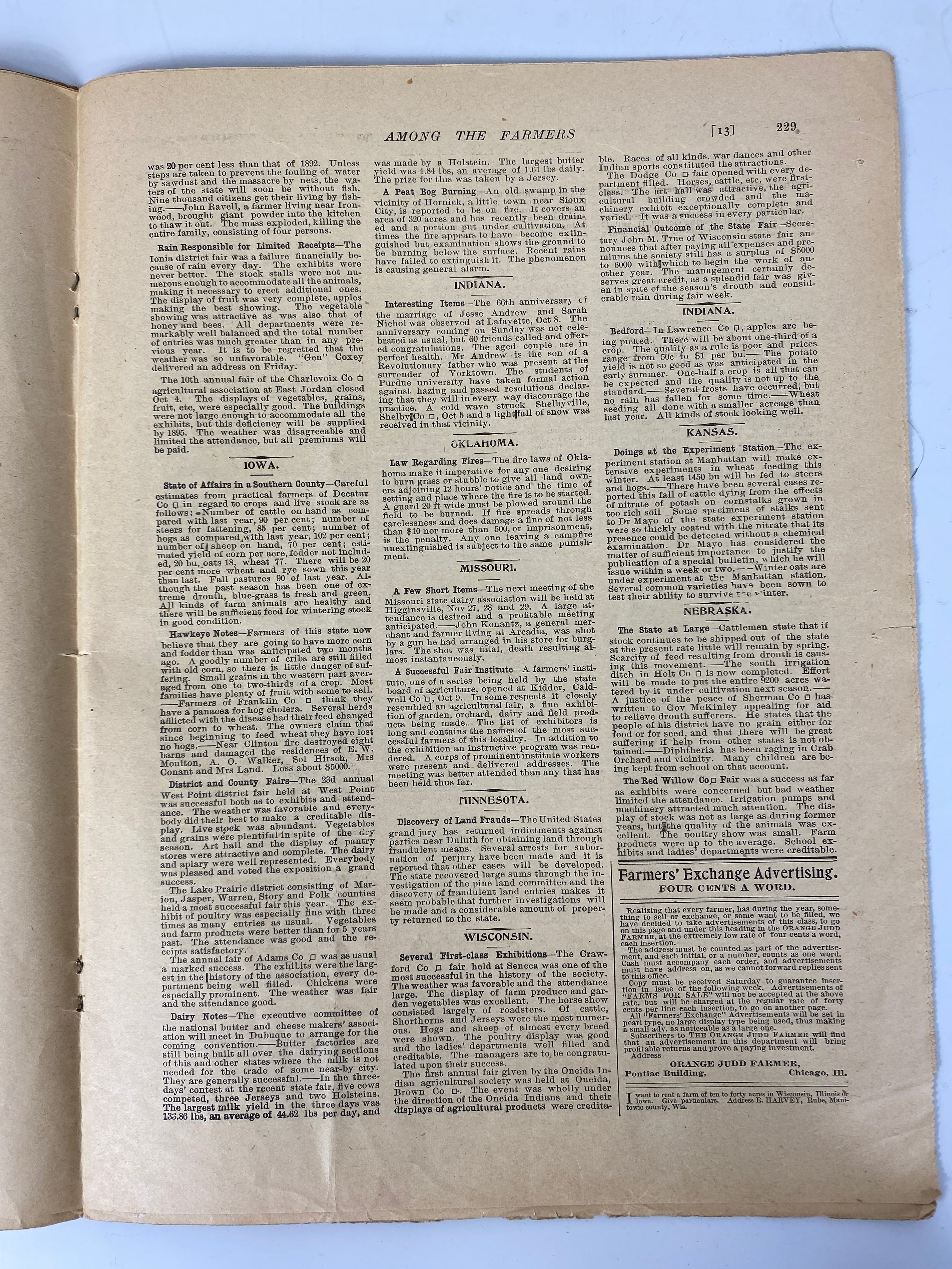 The Orange Judd Farmer Lot of 53 Issues 1894-1903