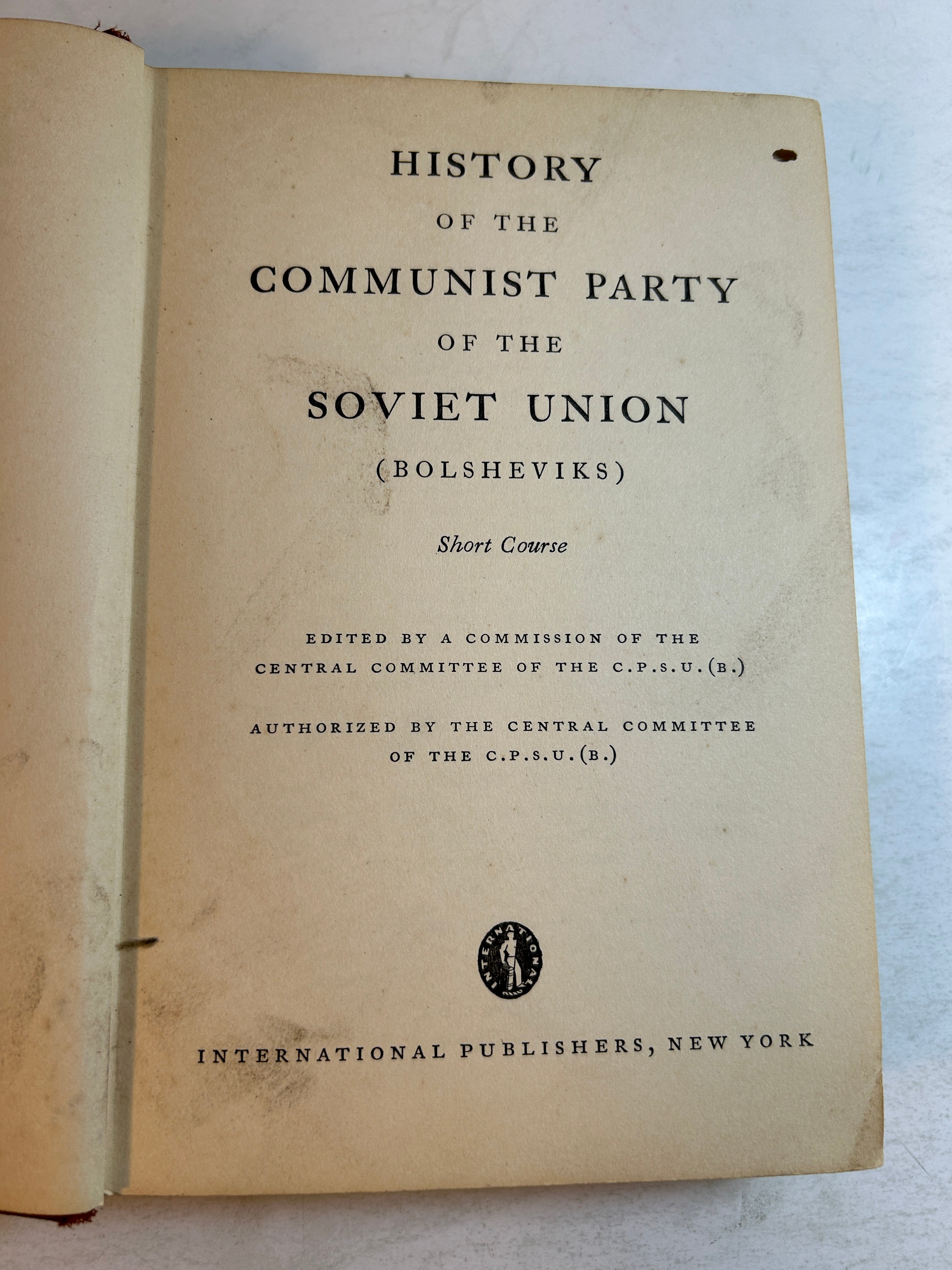 History of the Communist Party of the Soviet Union 1939 International Pub HC