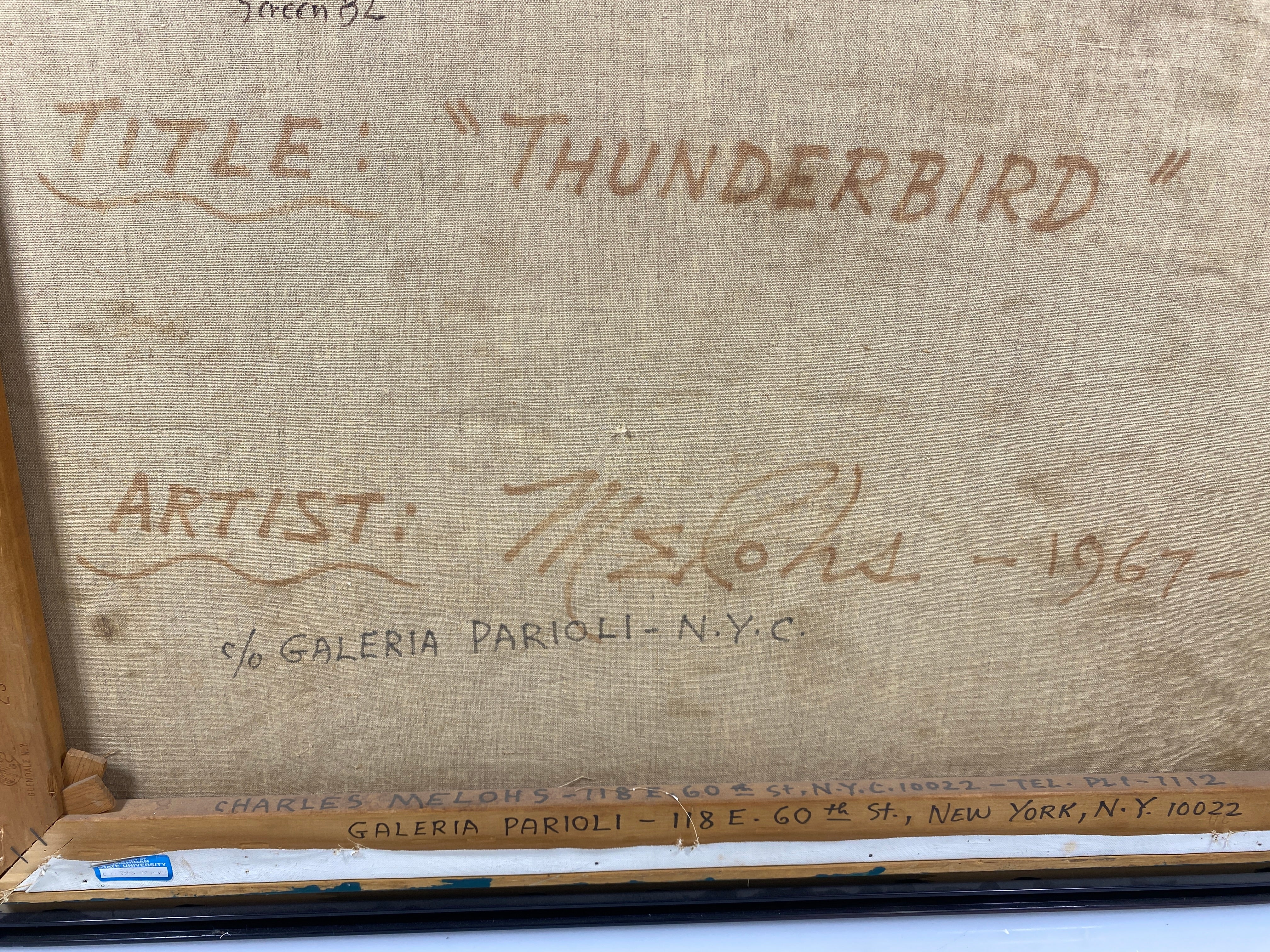 "Thunderbird" by Charles Meloh 1967 Painting w/ Nielsen Frame