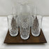 Jostons "MSU" Set of Glass Cups and Pitcher w/ Wooden and Felt Platter