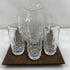 Jostons "MSU" Set of Glass Cups and Pitcher w/ Wooden and Felt Platter