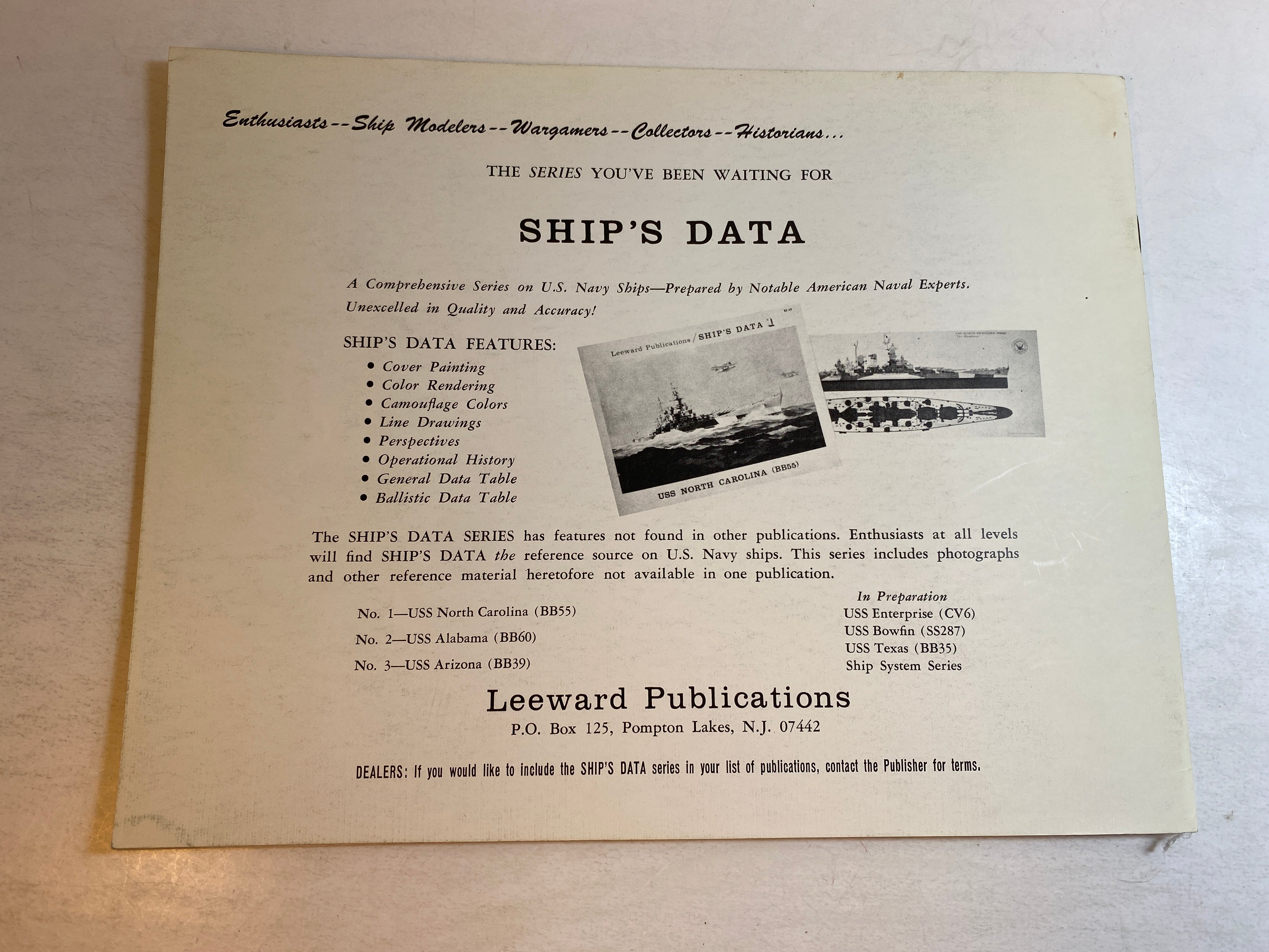 USS Alabama BB60 Ship's Data 2 1974 Leeward Publications