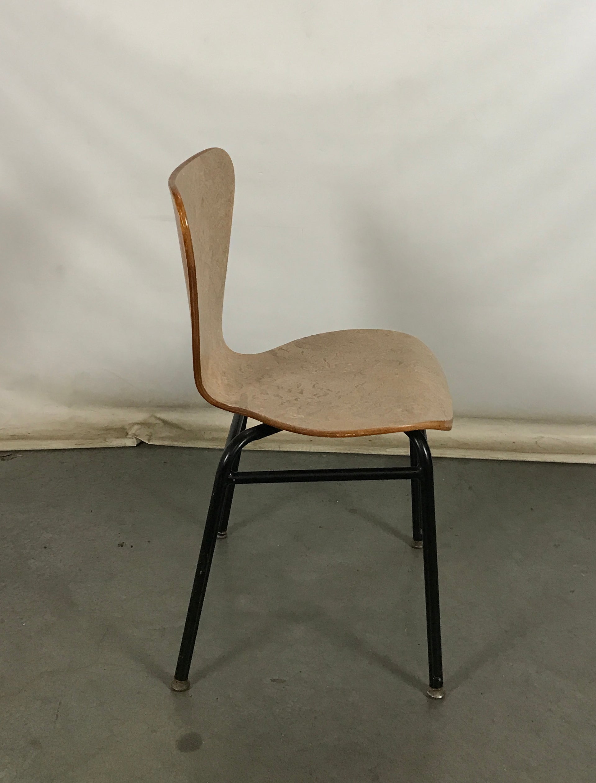 Modern Plywood Side Chair with Metal Base