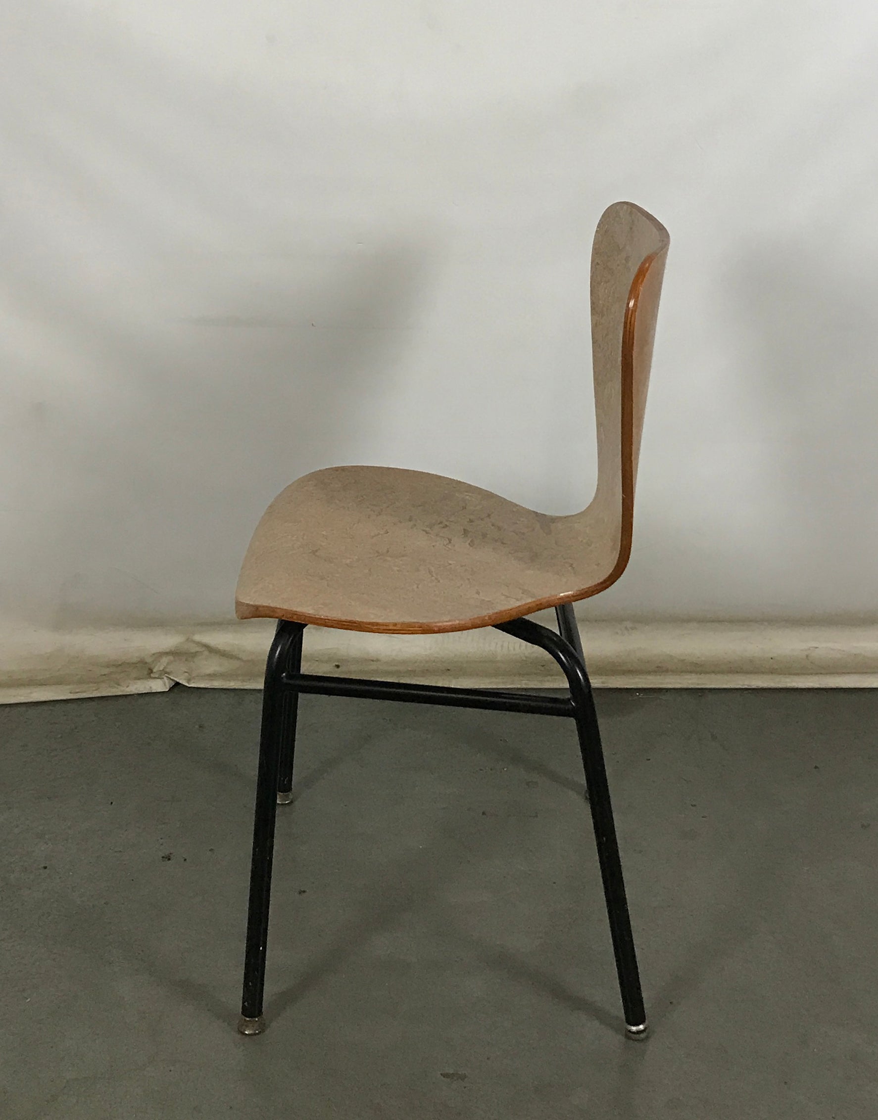 Modern Plywood Side Chair with Metal Base