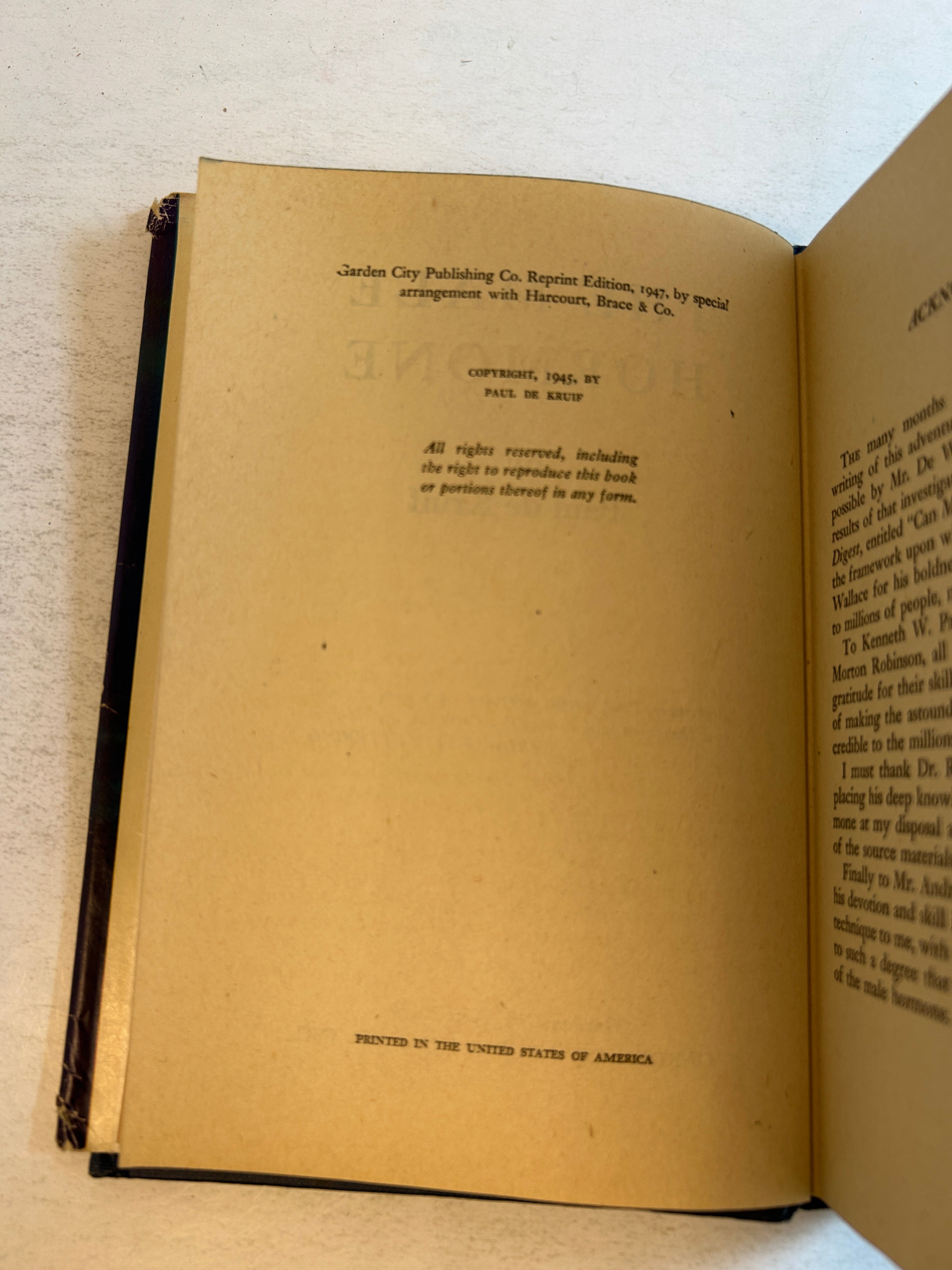 The Male Hormone by Paul de Kruif Garden City Publishing 1945 HCDJ