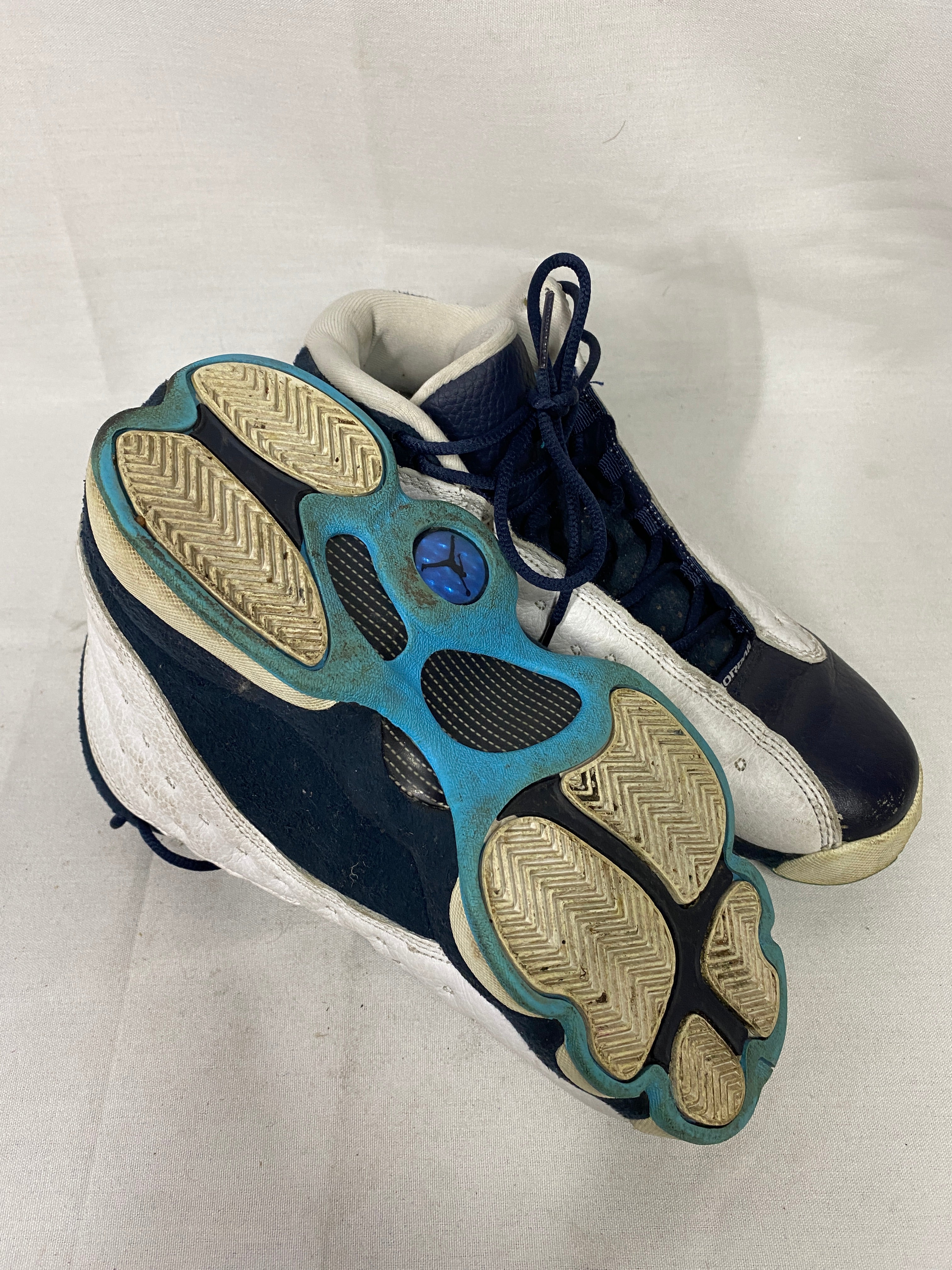 Nike Air Jordan 13 Retro White Obsidian Blue Basketball Shoes Youth Size 7Y