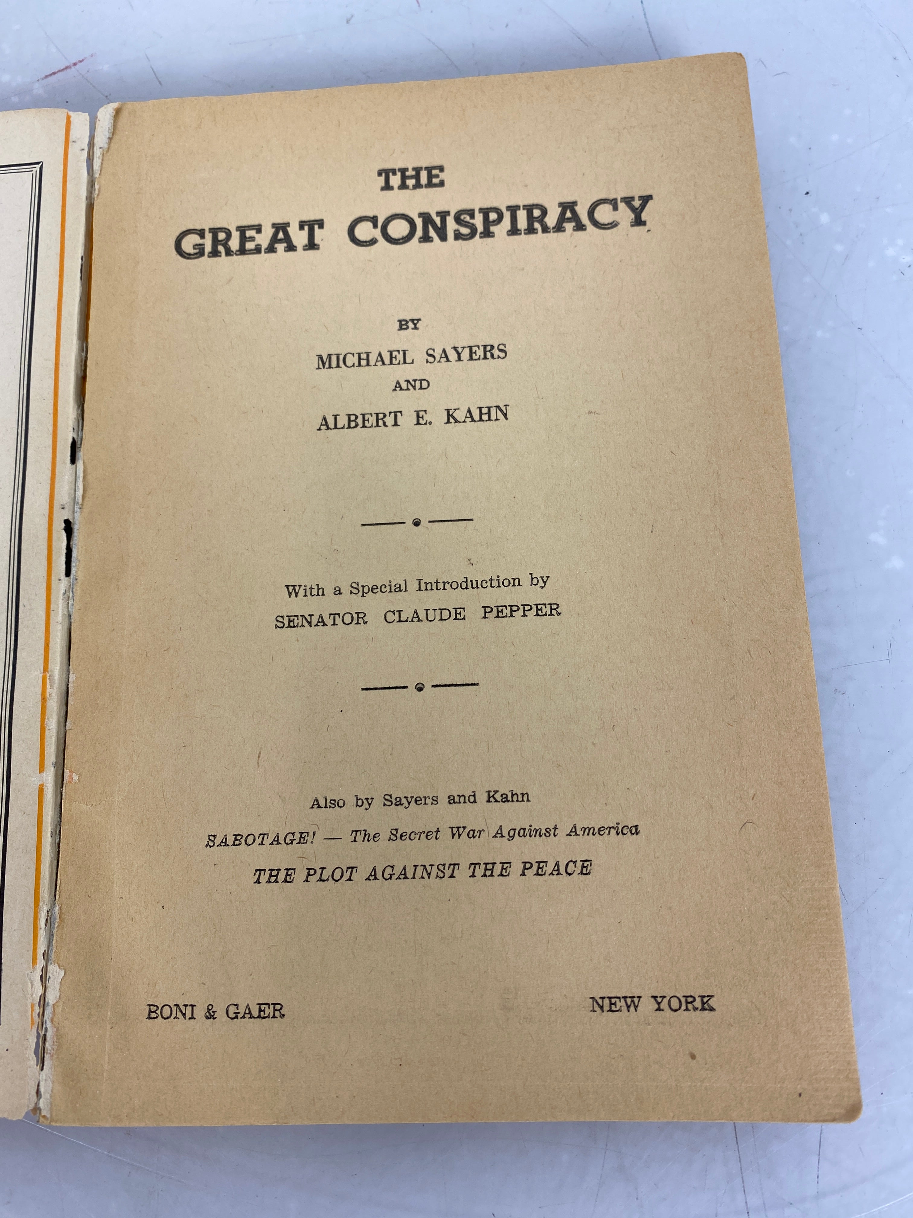 The Great Conspiracy by Michael Sayers and Albert Kahn Fourth Printing 1947 SC