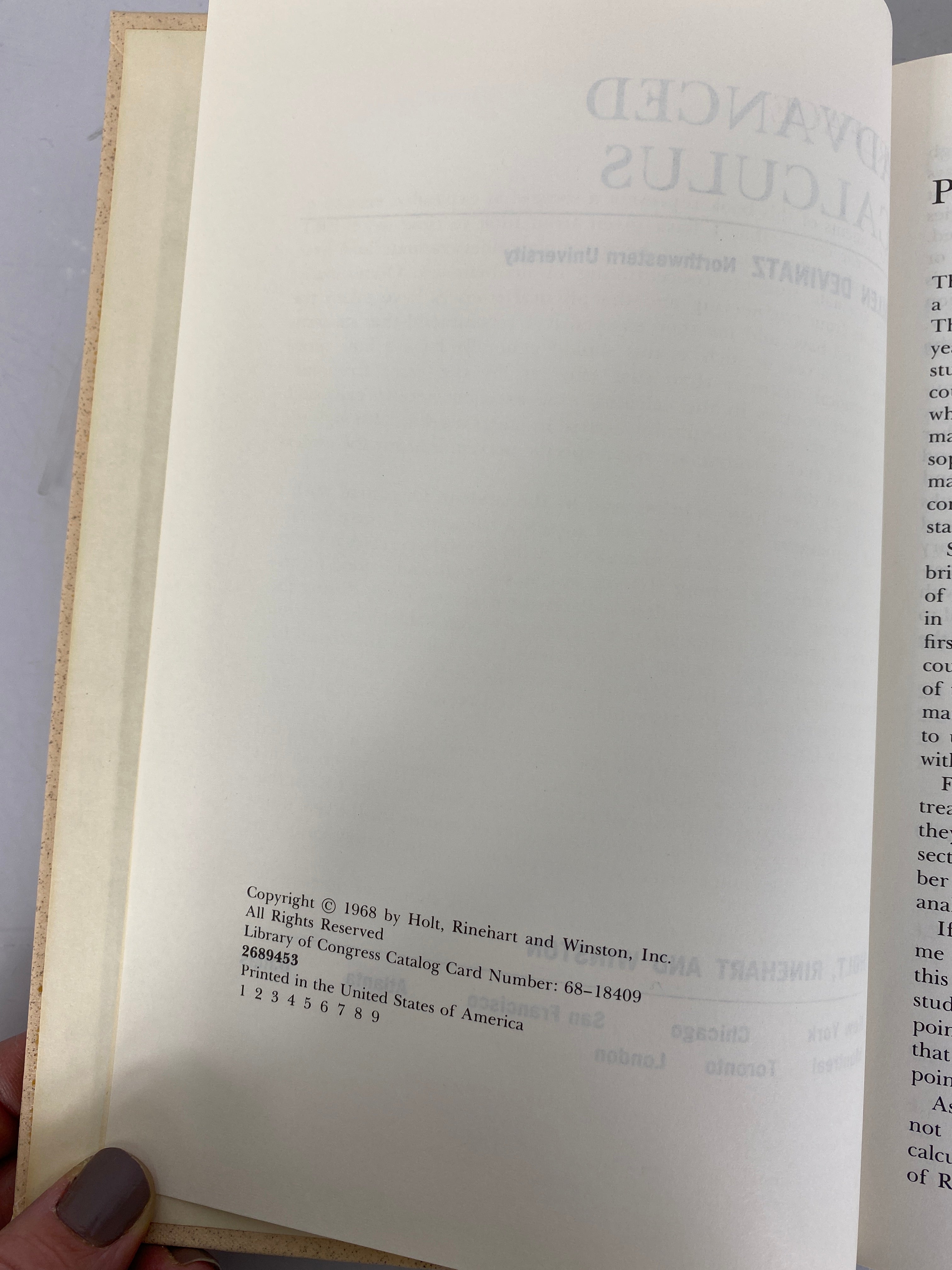Advanced Calculus by Allen Devinatz First Edition 1968 HC DJ