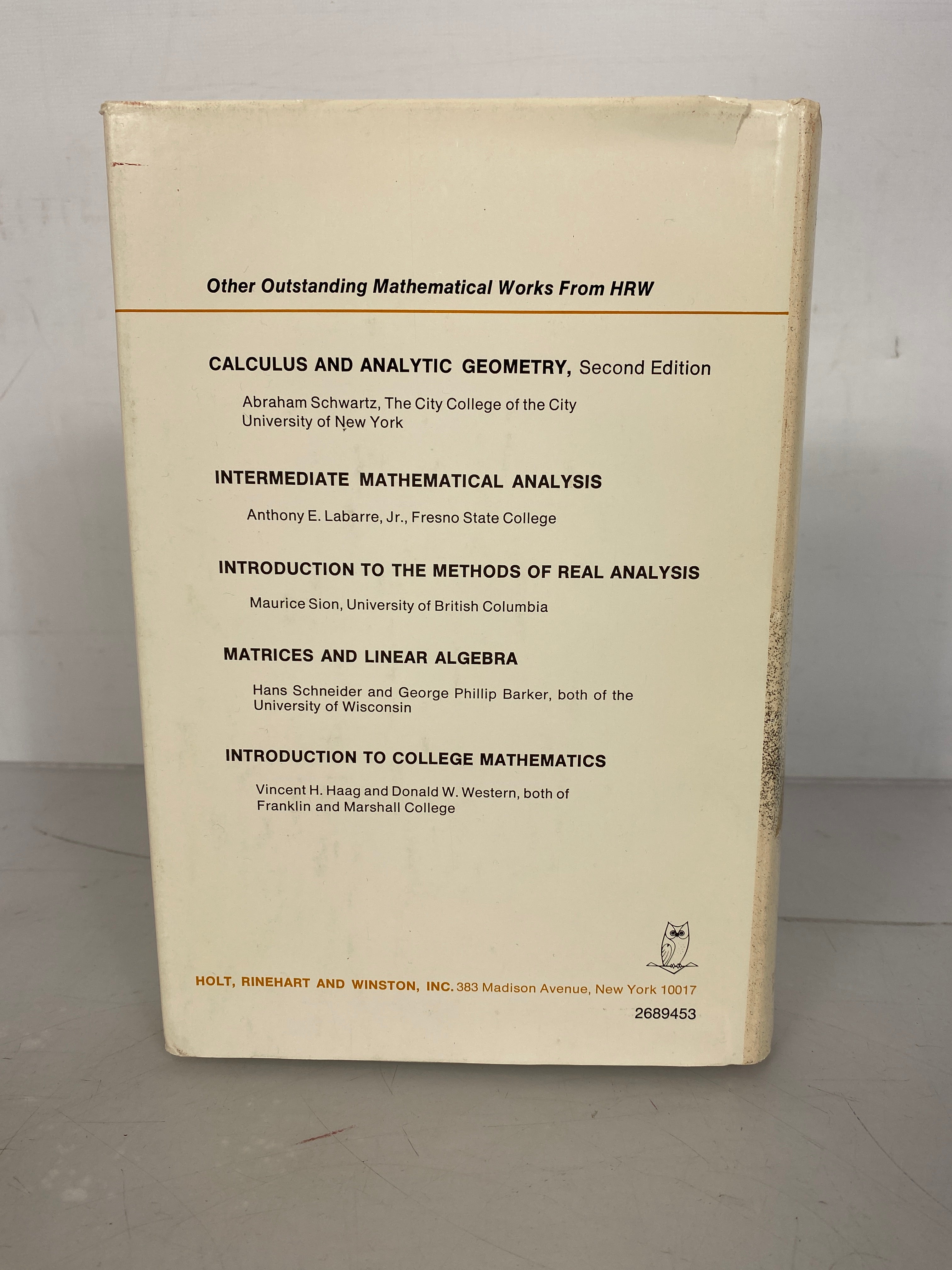 Advanced Calculus by Allen Devinatz First Edition 1968 HC DJ
