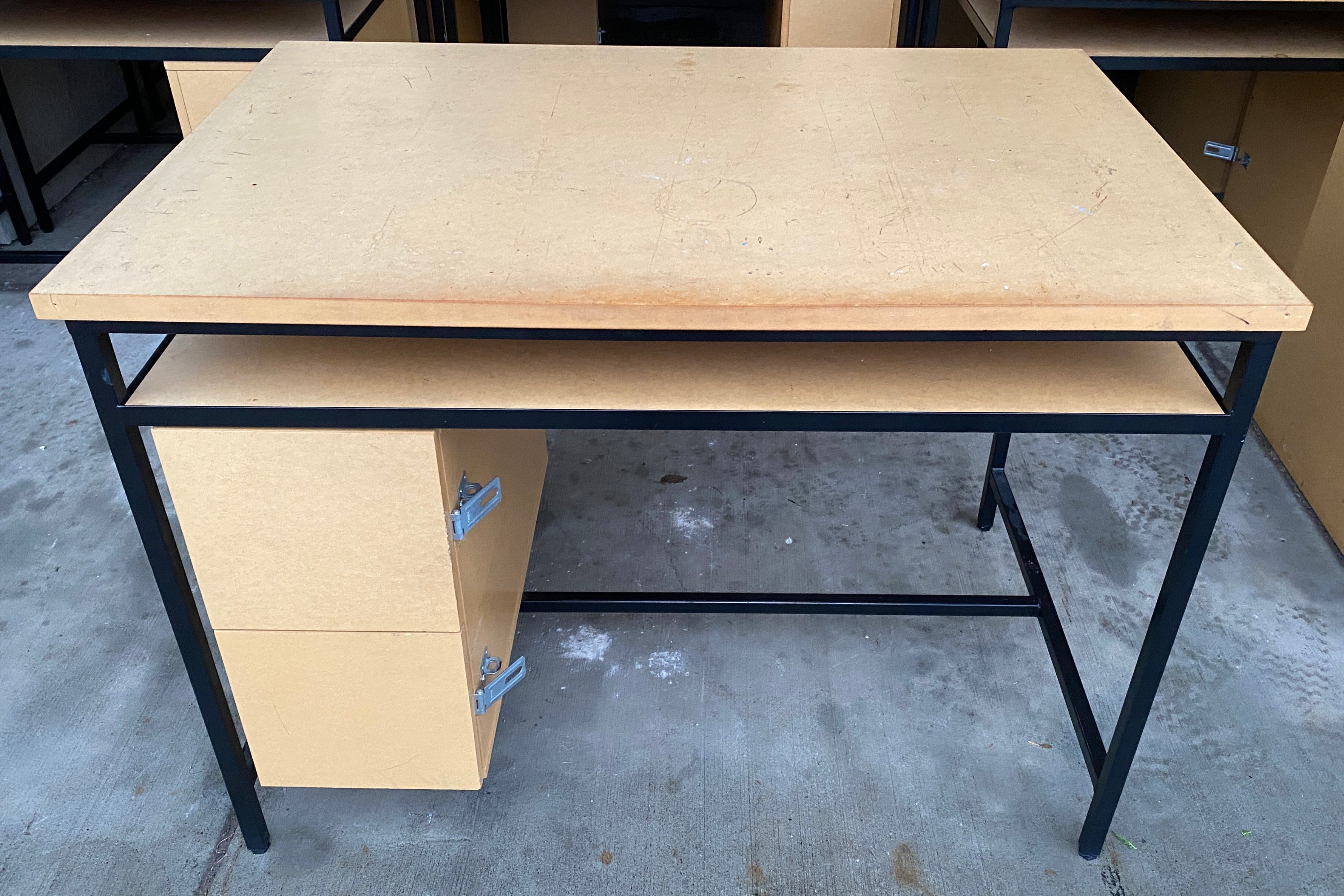 Wooden Drafting Desk with Black Metal Frame