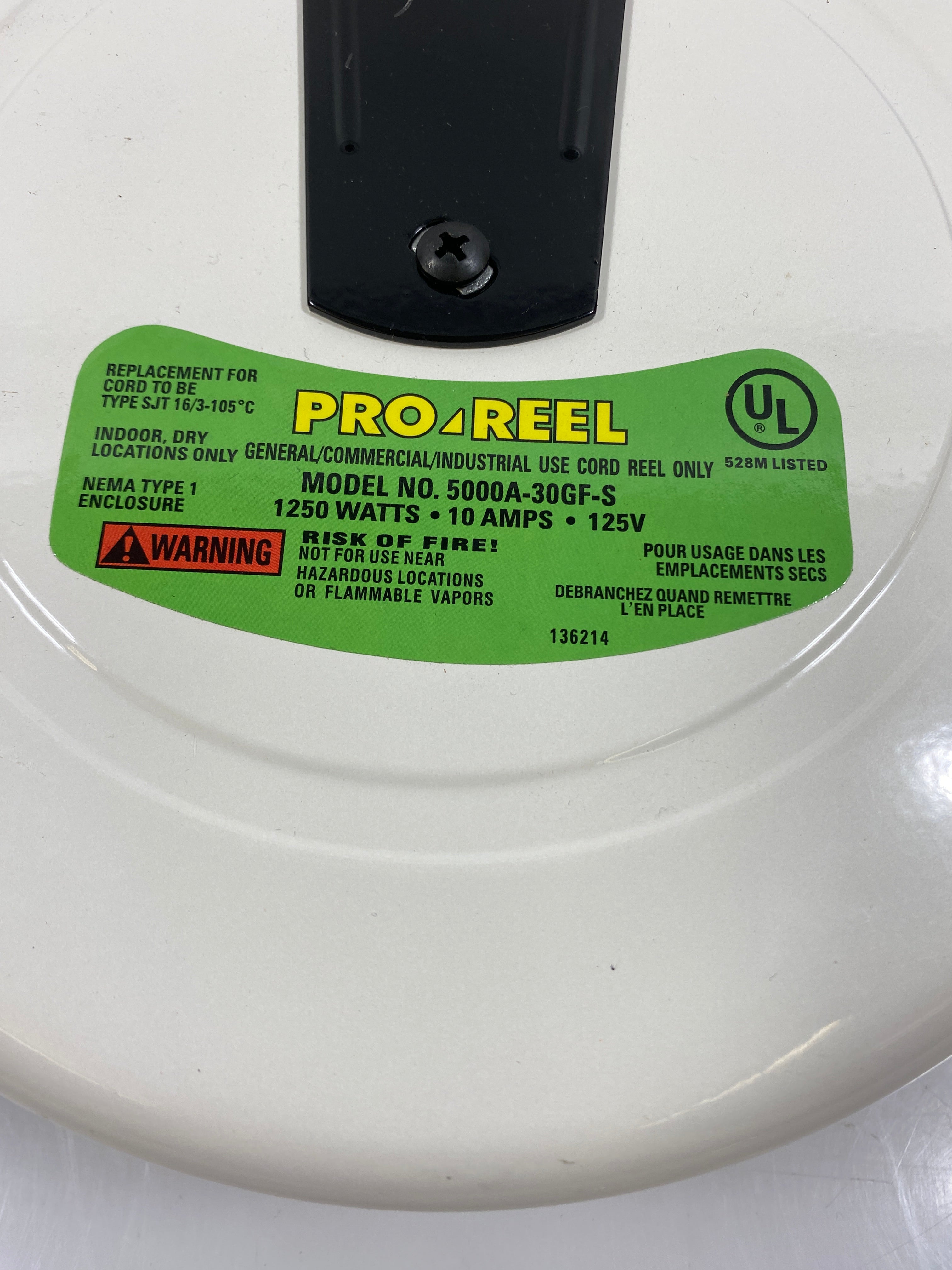 Pro Reel Single Tap Cord Reel No. 5000A-30GF-S