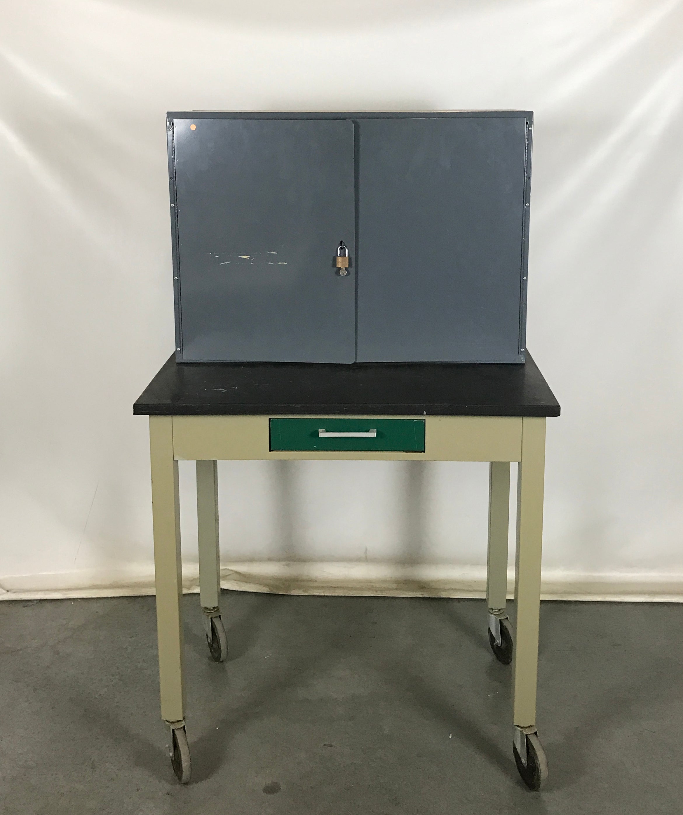 Rolling Table With Attached Cabinet