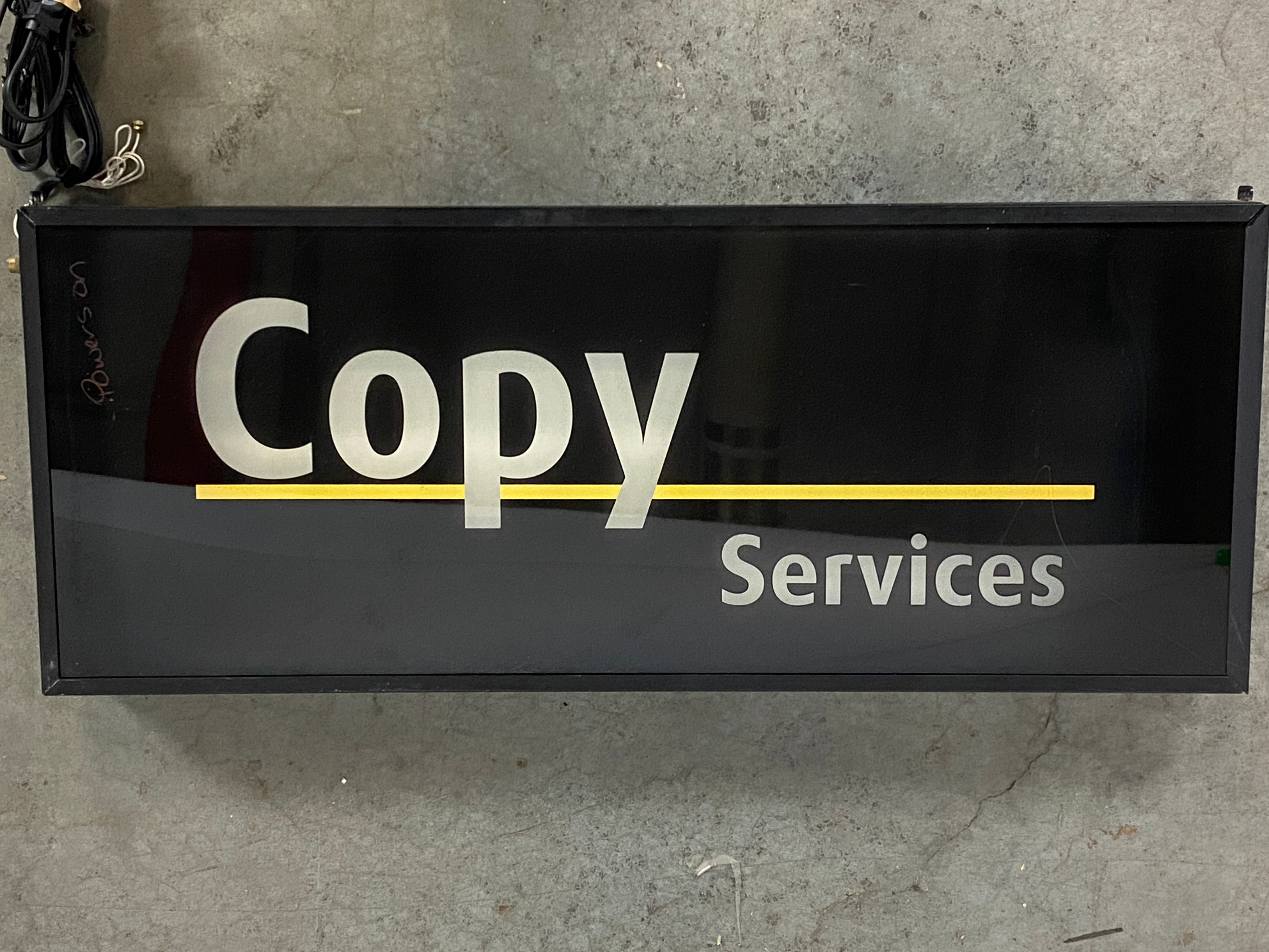 Zeon "Copy Services" Black Light Box Sign