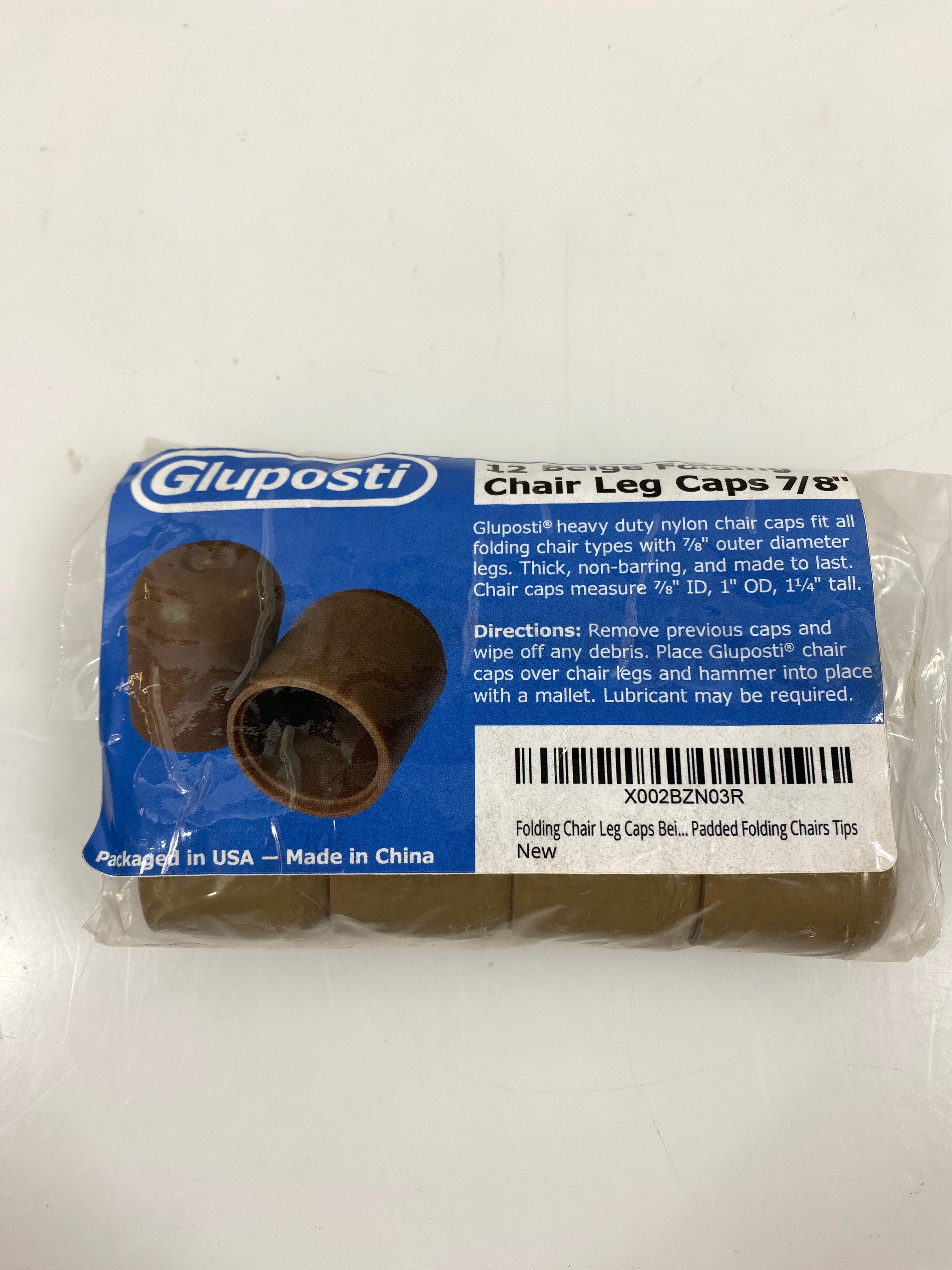 Gluposti 12 Beige Folding Chair 7/8" Leg Caps *New*