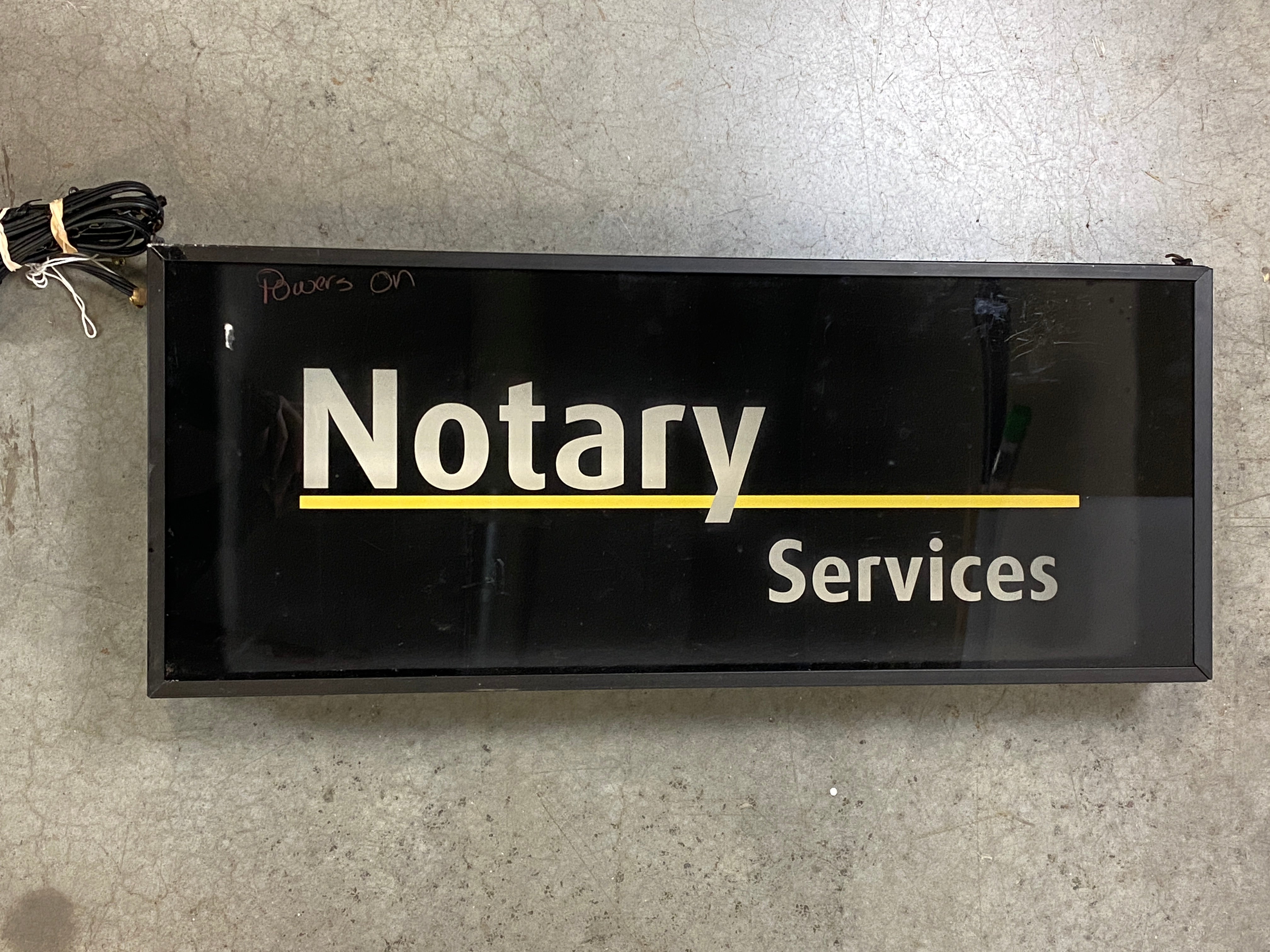 Zeon "Notary Services" Black Light Box Sign