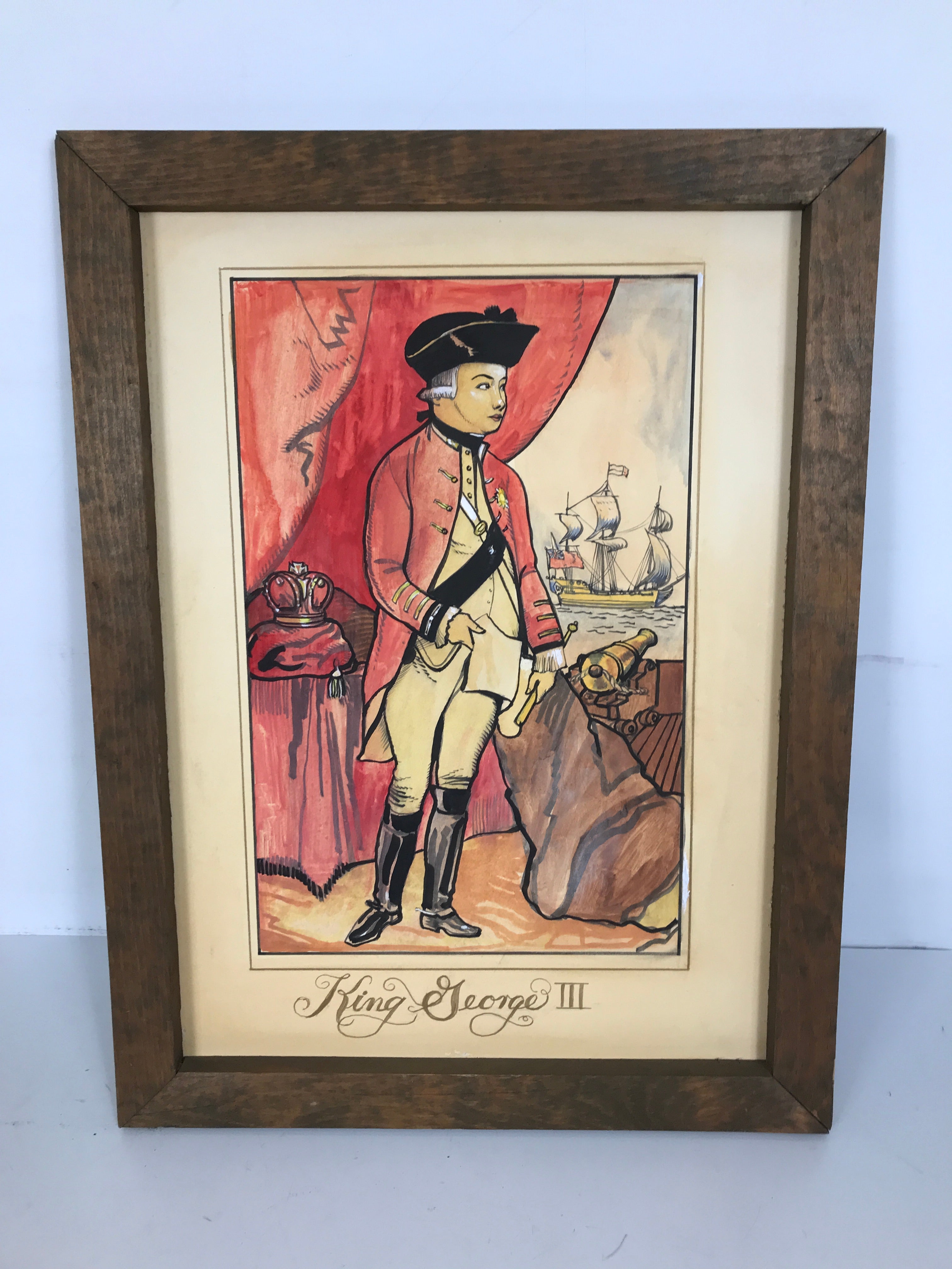 Framed Watercolor Portrait "King George III"