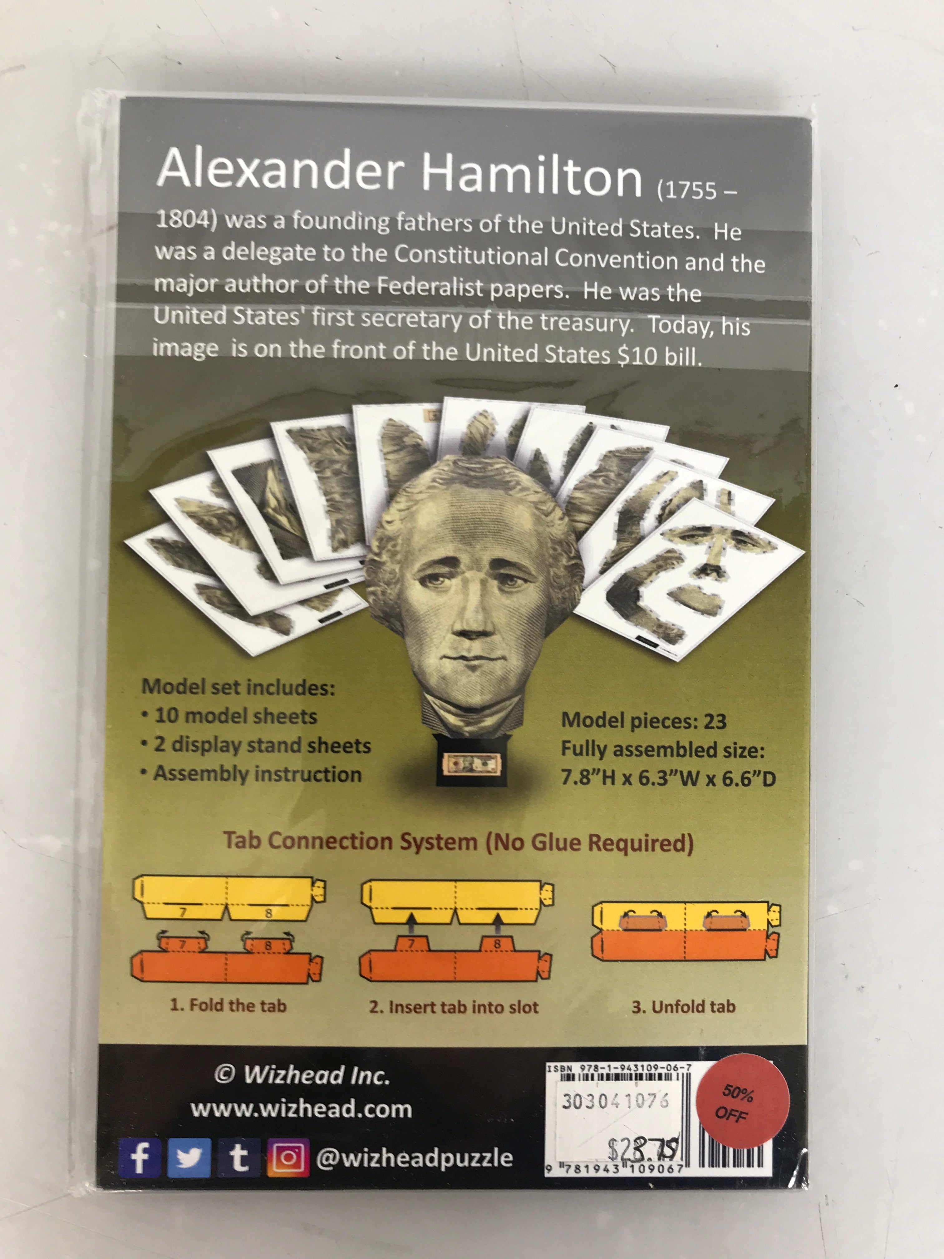 WizHead Alexander Hamilton Paper Craft Model Puzzle #4