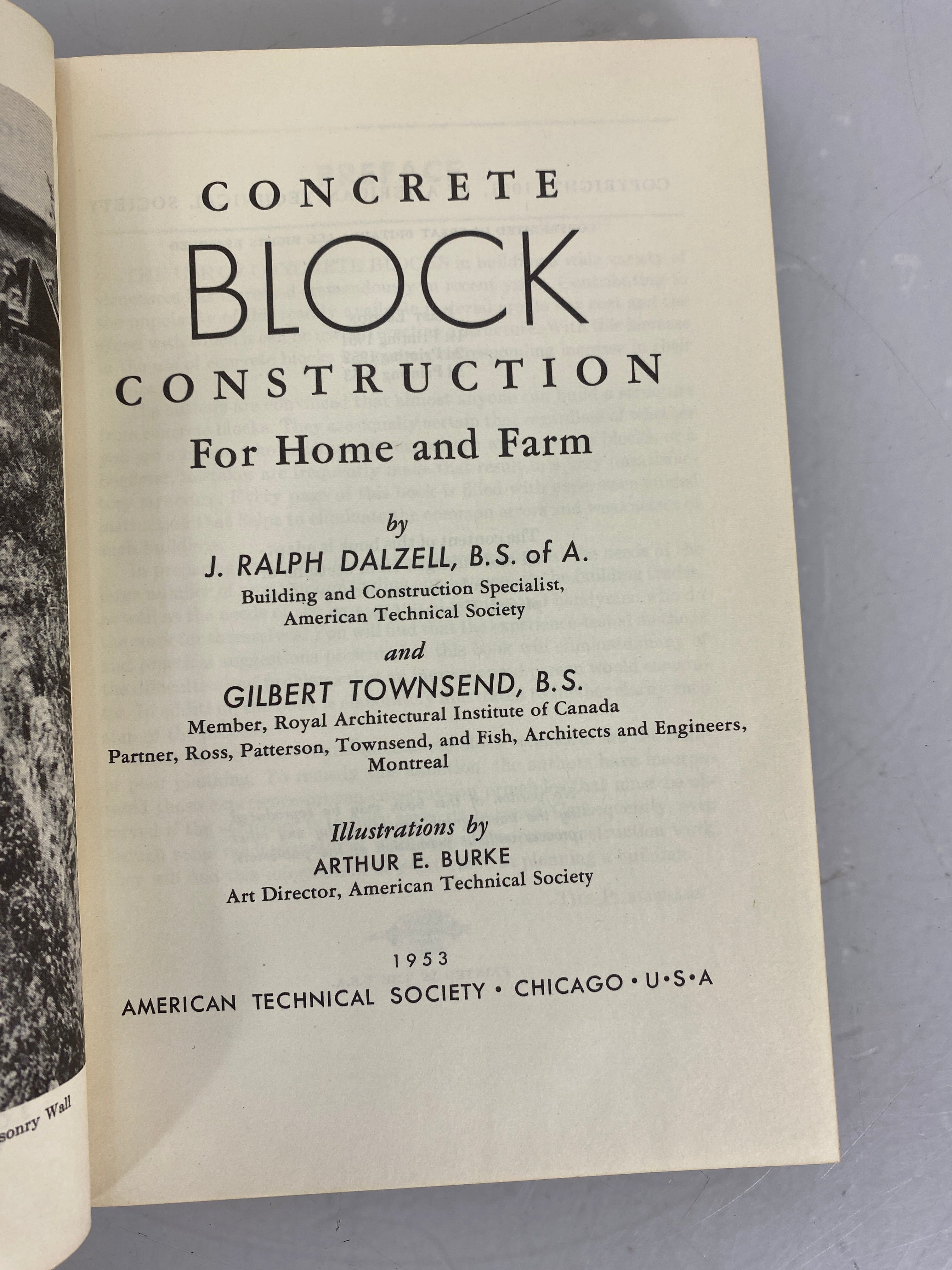 Lot of 2 Building Books: How to Plan a House (1961) and Concrete Block Construction (1953-1st) by Townsend and Dalzell HC DJ