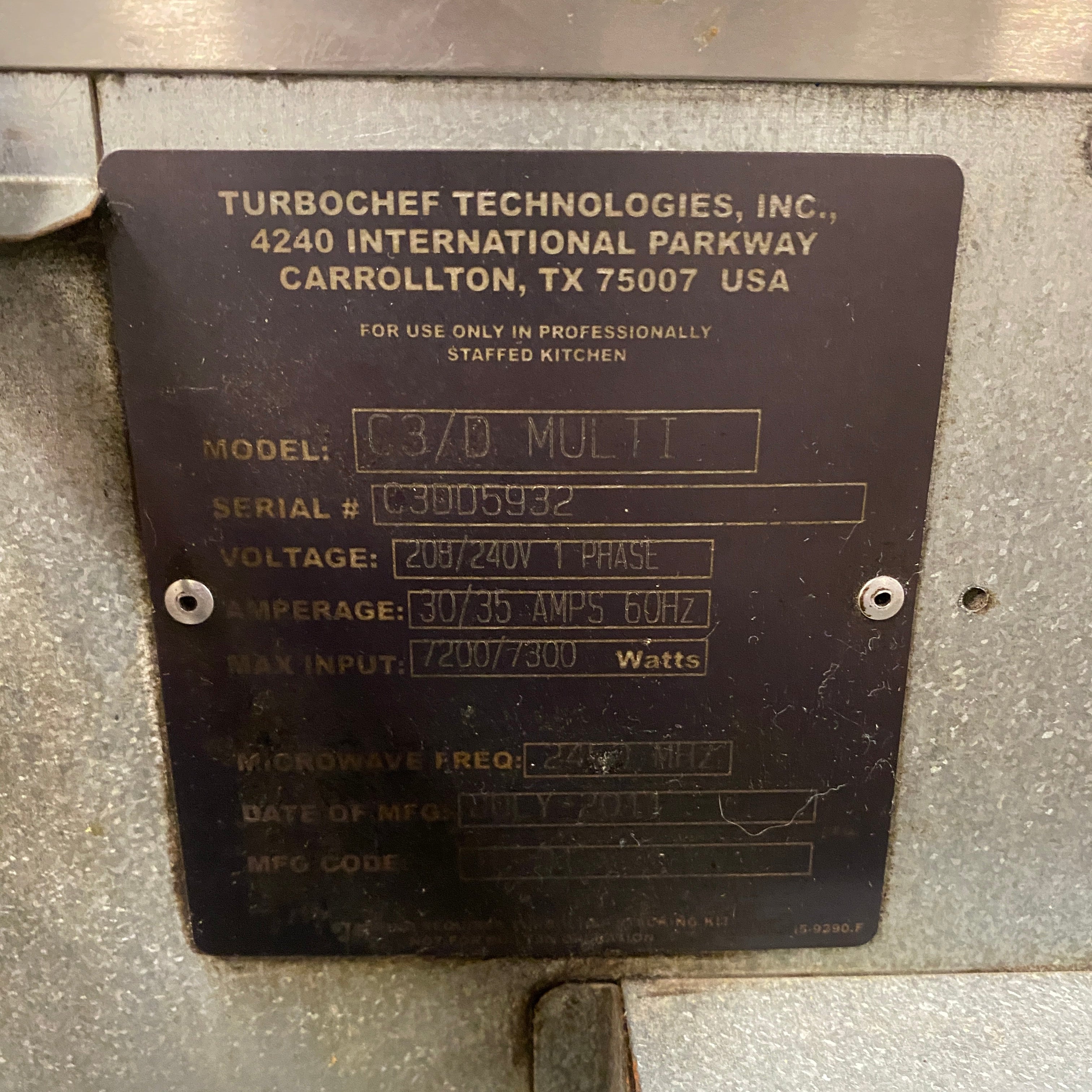 Turbochef #C3/D Stacked Dual Convection Oven