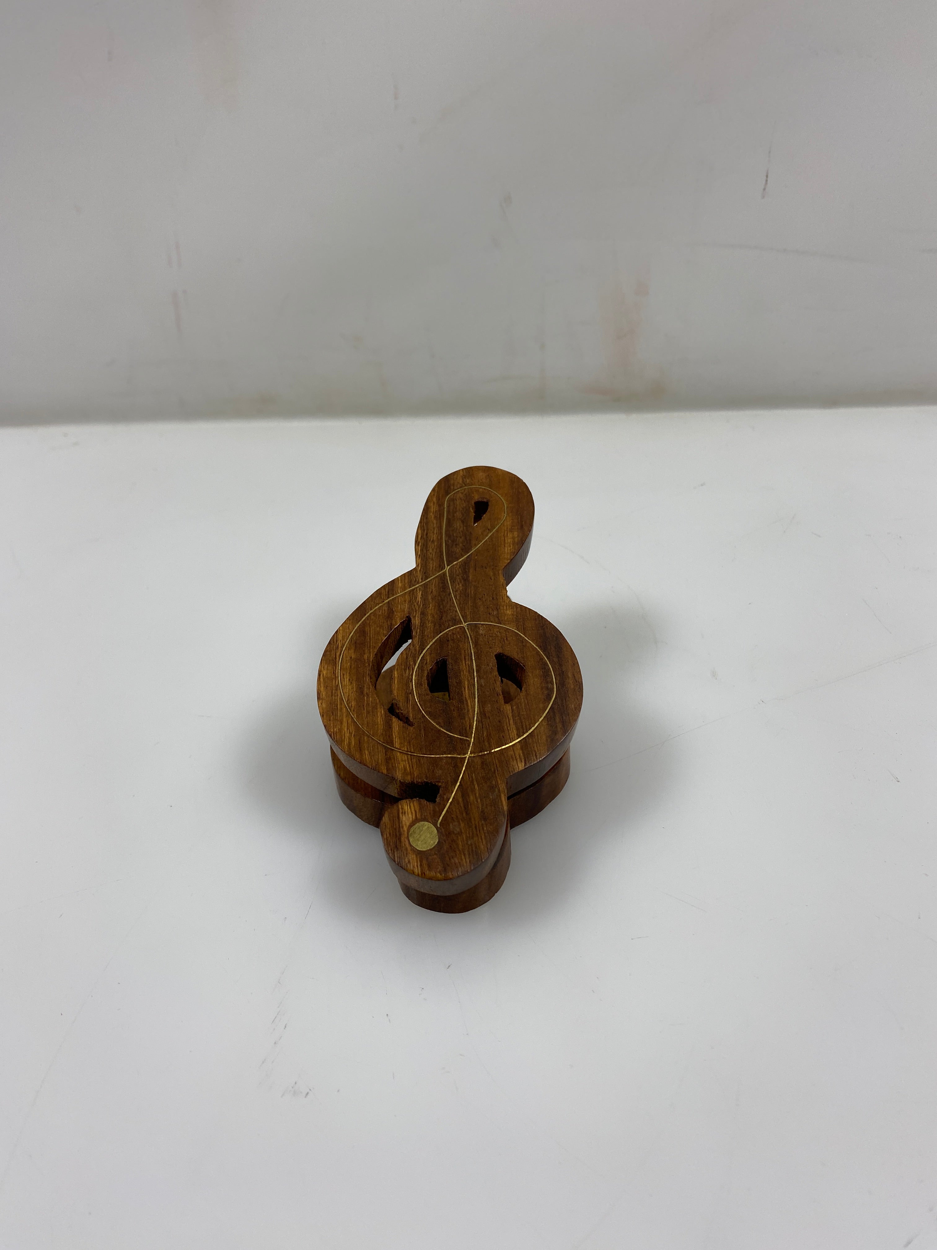 Large Wooden Treble Clef Note Paper Clip w/ Brass Inlay