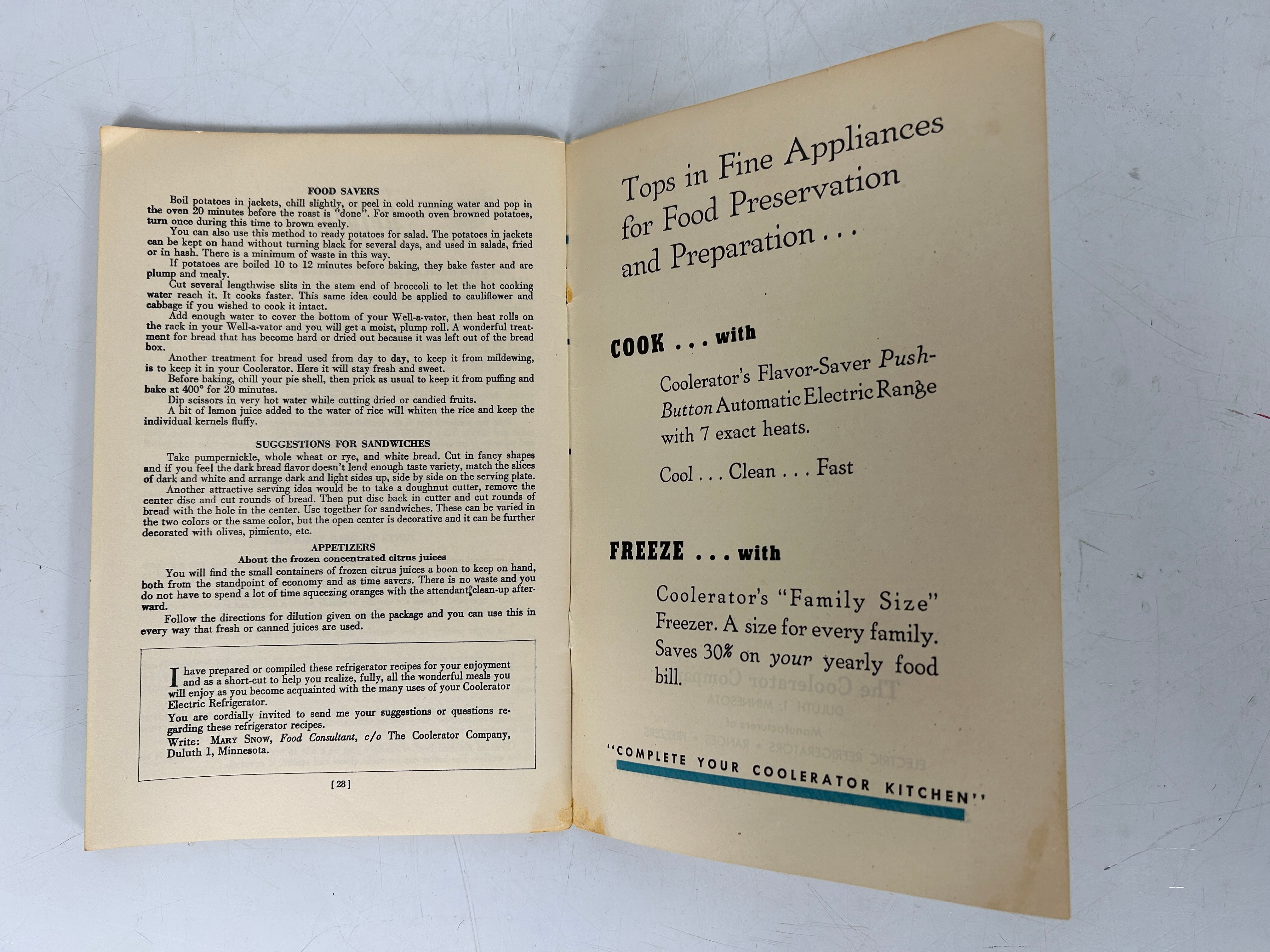 6 Vtg Recipe Booklets from Appliance Companies: Coolerator/Lorain/Robertshaw SC