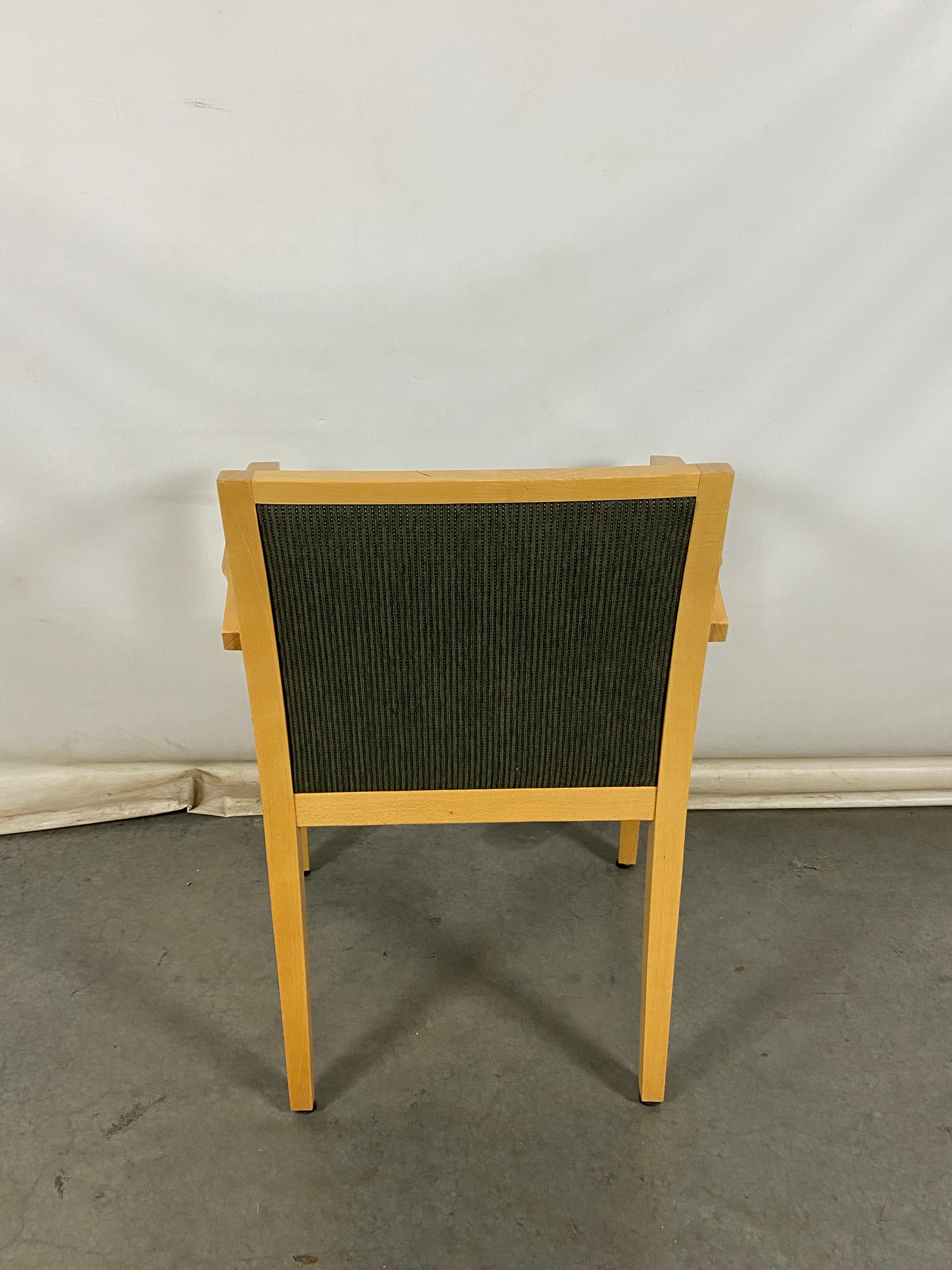 Green Wooden Upholstered Arm Chair