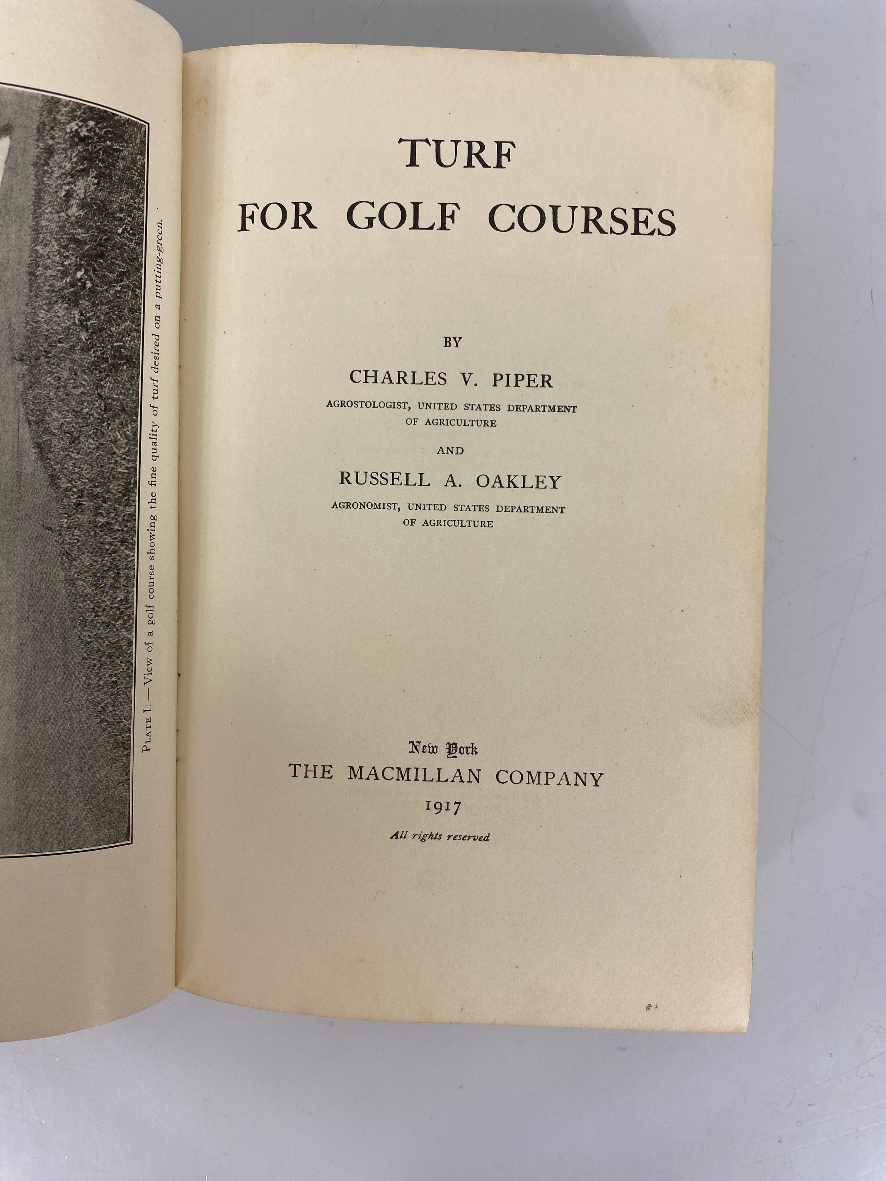 Turf For Golf Courses Piper/Oakley 1917 1st Edition HC