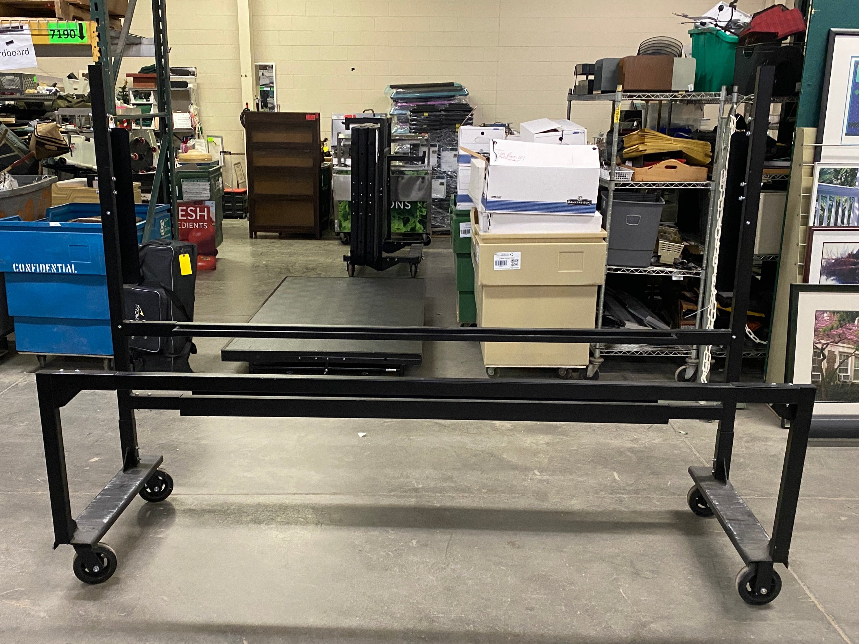 Metal Black Mobile Riser Storage Rack