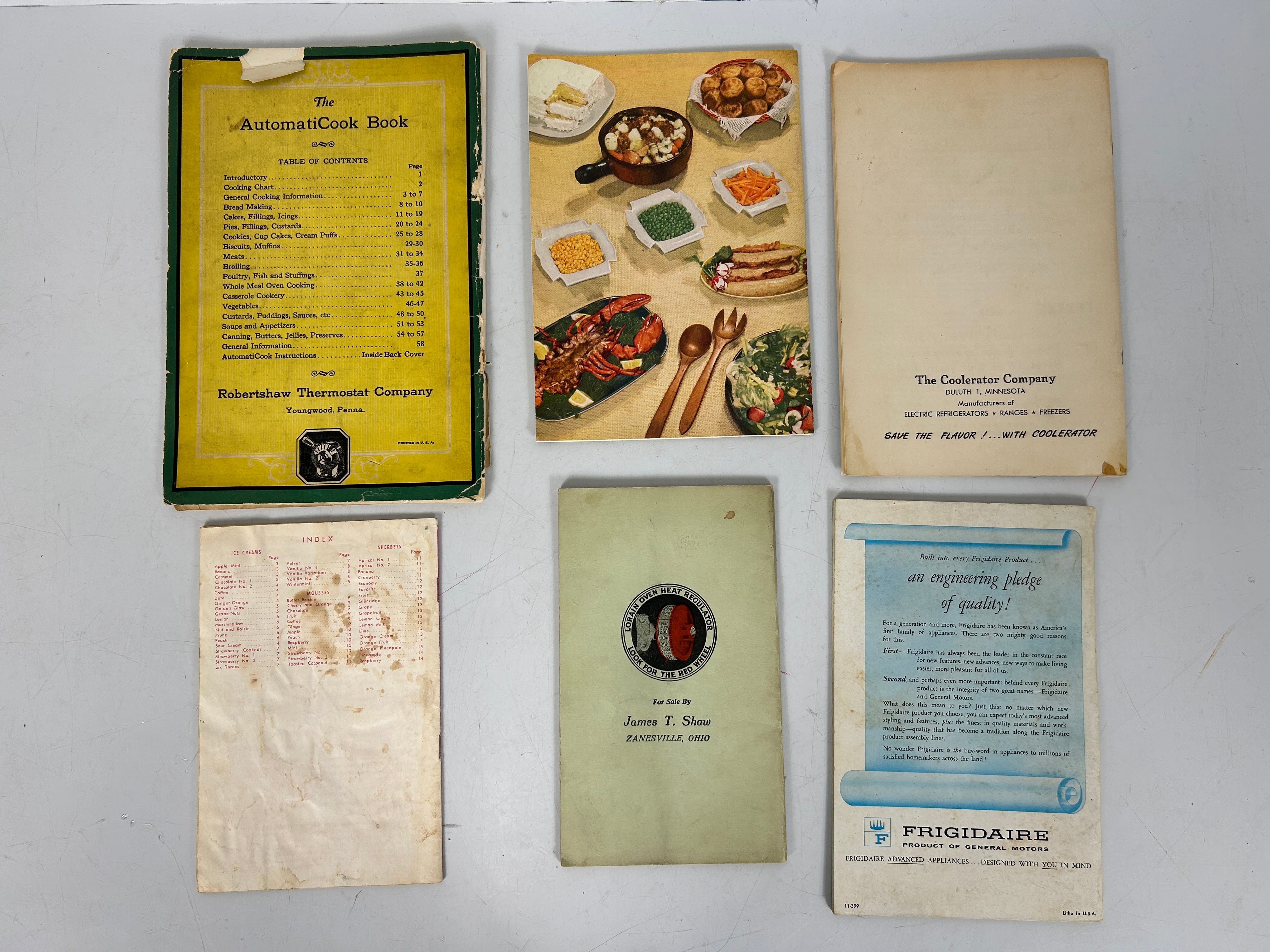 6 Vtg Recipe Booklets from Appliance Companies: Coolerator/Lorain/Robertshaw SC