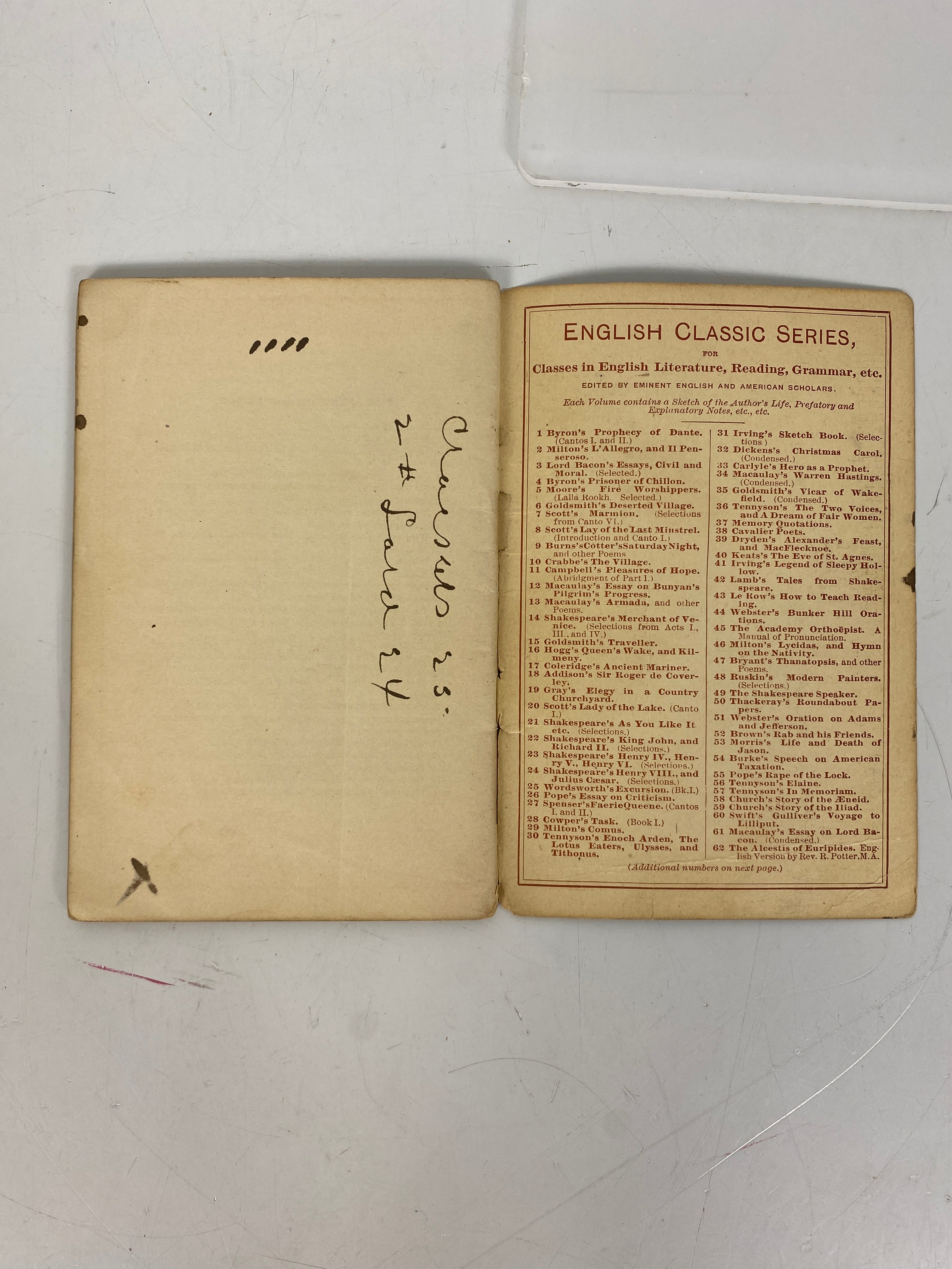 Enoch Arden & the Lotus Eaters Tennyson 1892 English Classic Series Antique SC