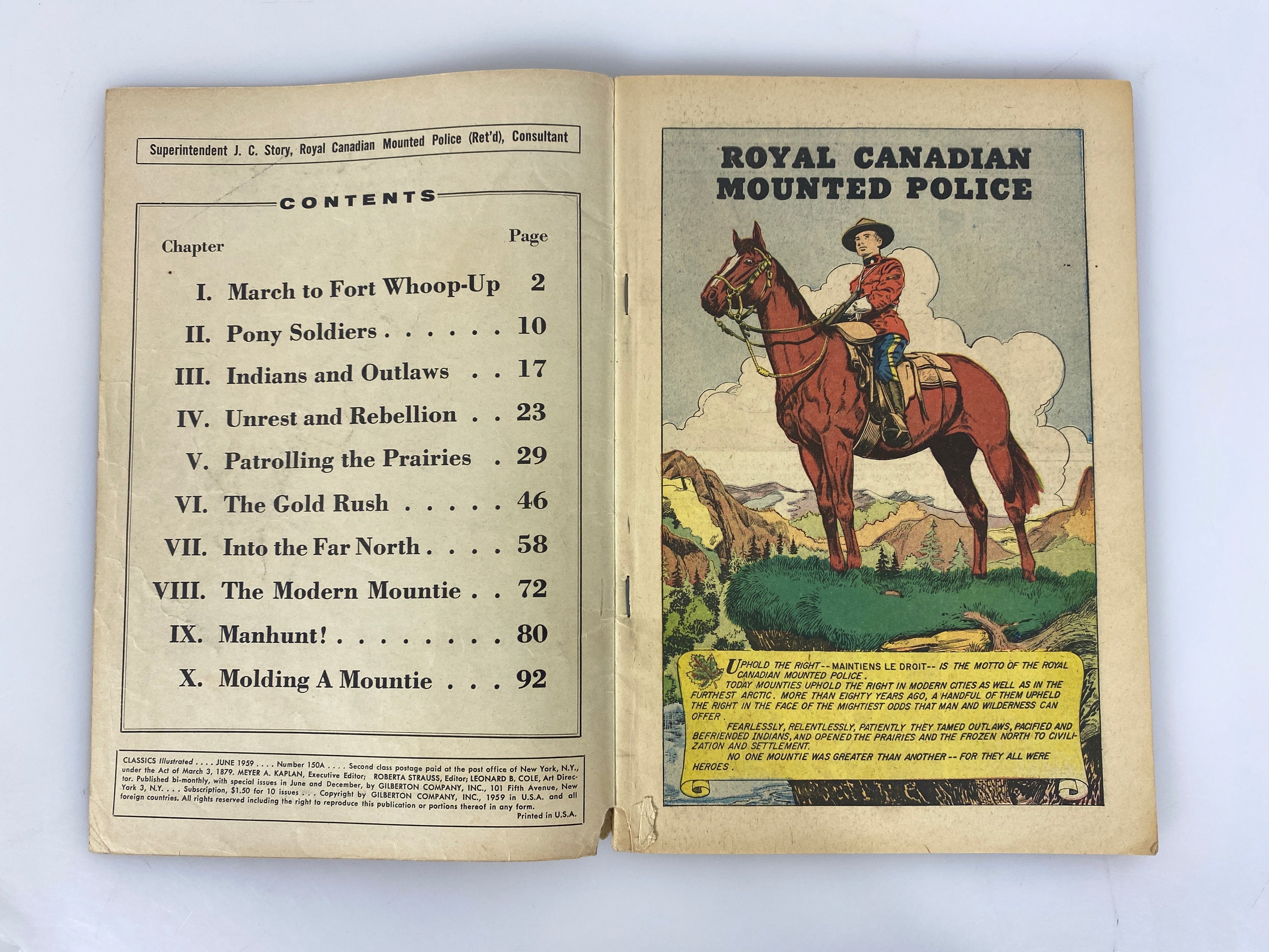 Classics Illustrated Royal Canadian Mounted Police 150A 1959