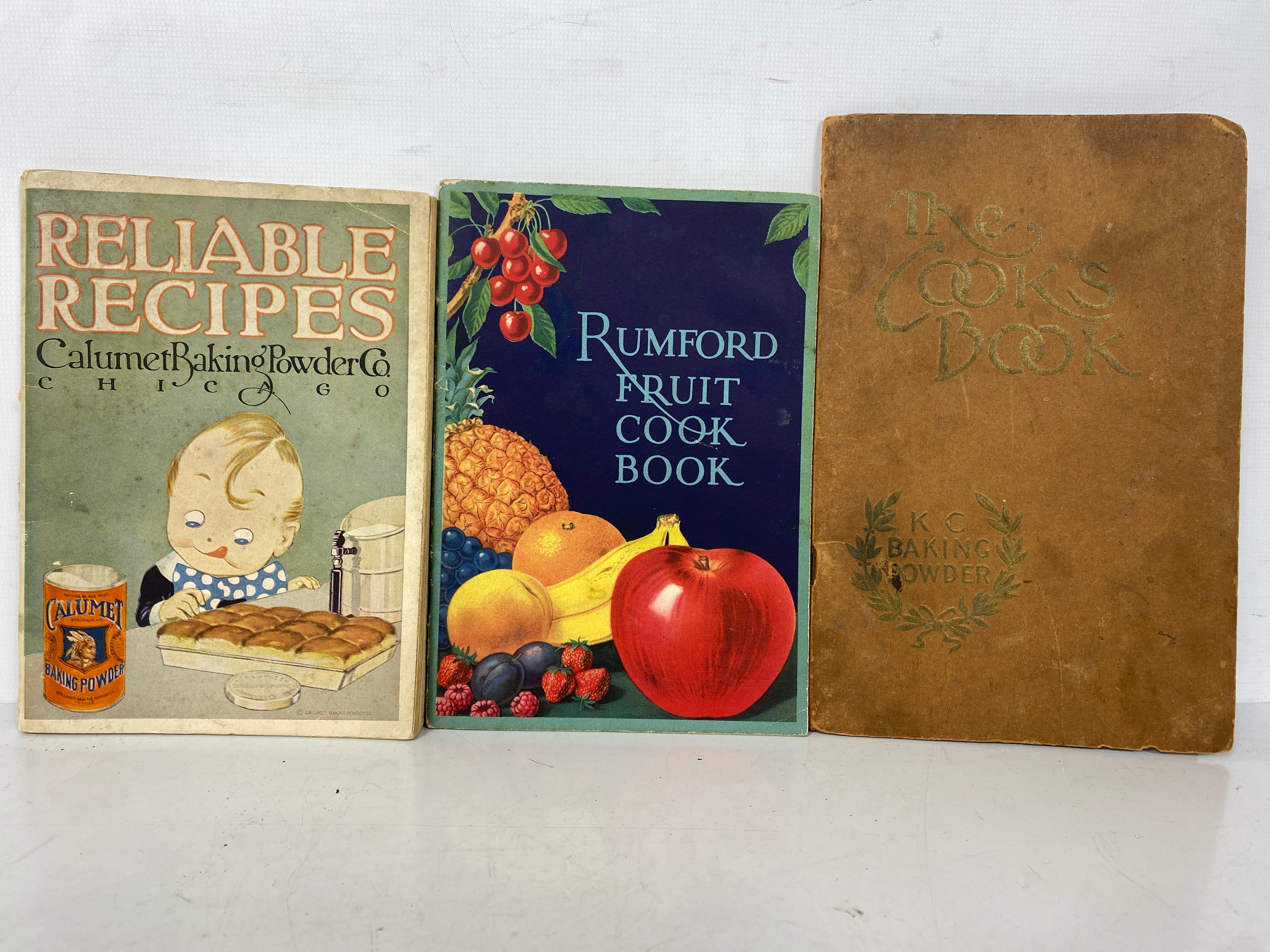 3 Vintage Recipe Books: Calumet (1916)/Rumford (1927)/K.C. Baking Powder (1935)